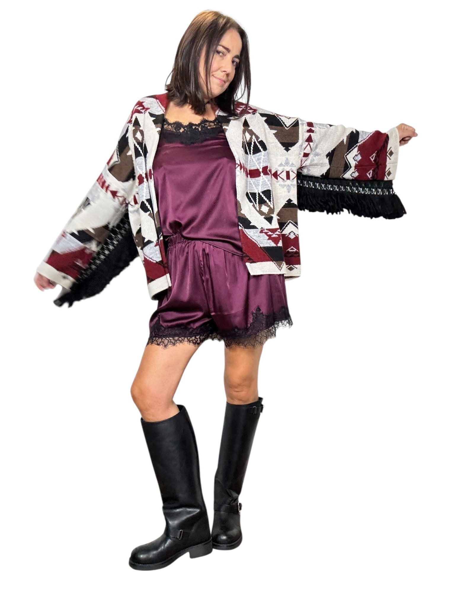 TOP IN RASO CON PIZZO VICOLO - XE BLU ABBIGLIAMENTO