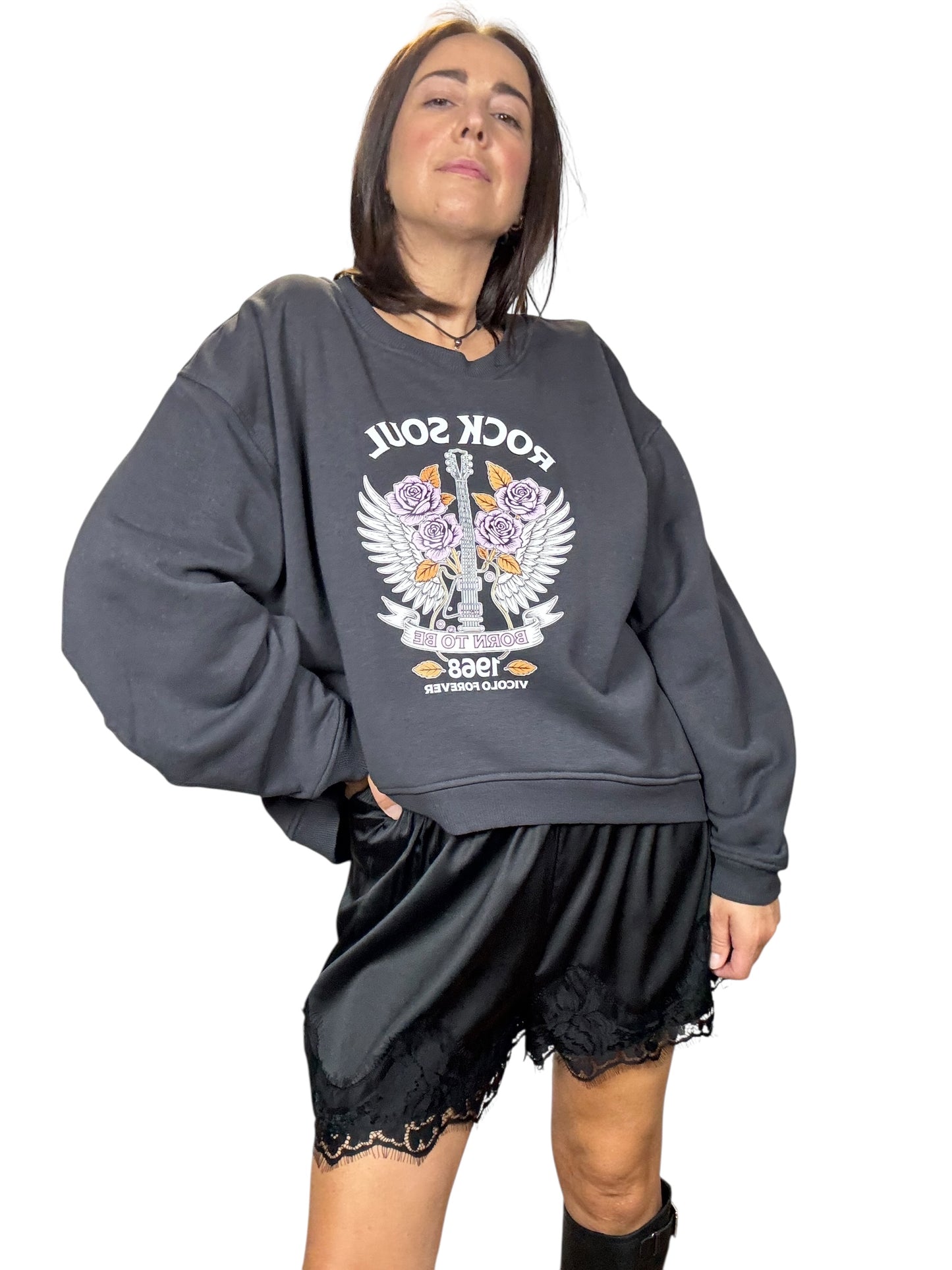 SHORT IN RASO CON INSERTO IN PIZZO VICOLO