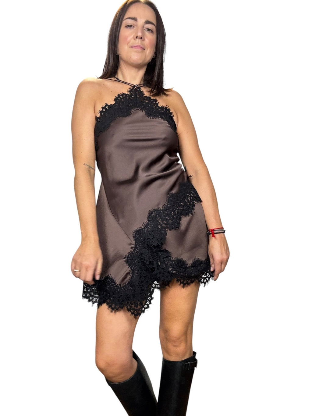 TOP ASIMMETRICO CON INSERTO IN PIZZO MOTEL - XE BLU ABBIGLIAMENTO