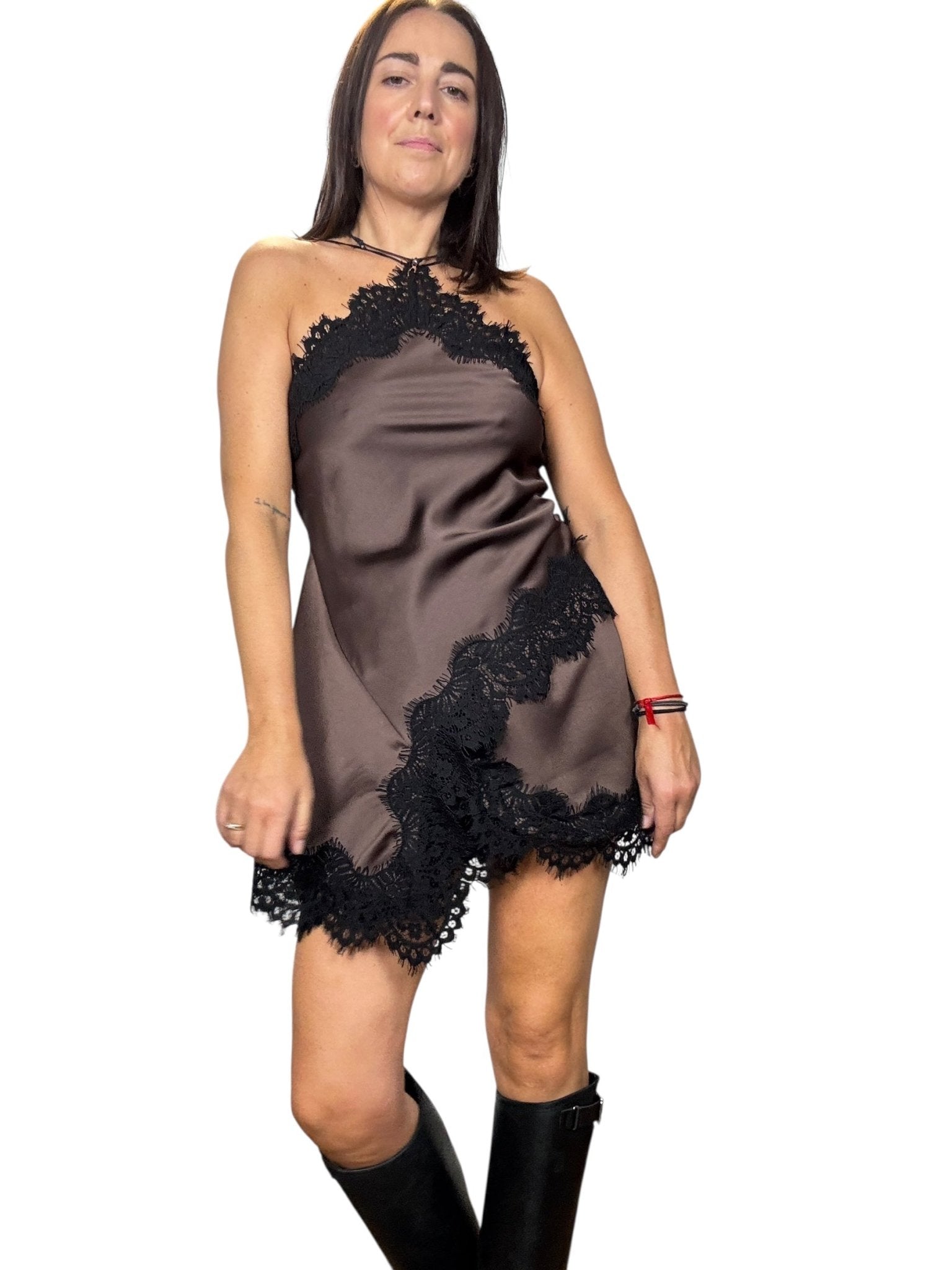 TOP ASIMMETRICO CON INSERTO IN PIZZO MOTEL - XE BLU ABBIGLIAMENTO