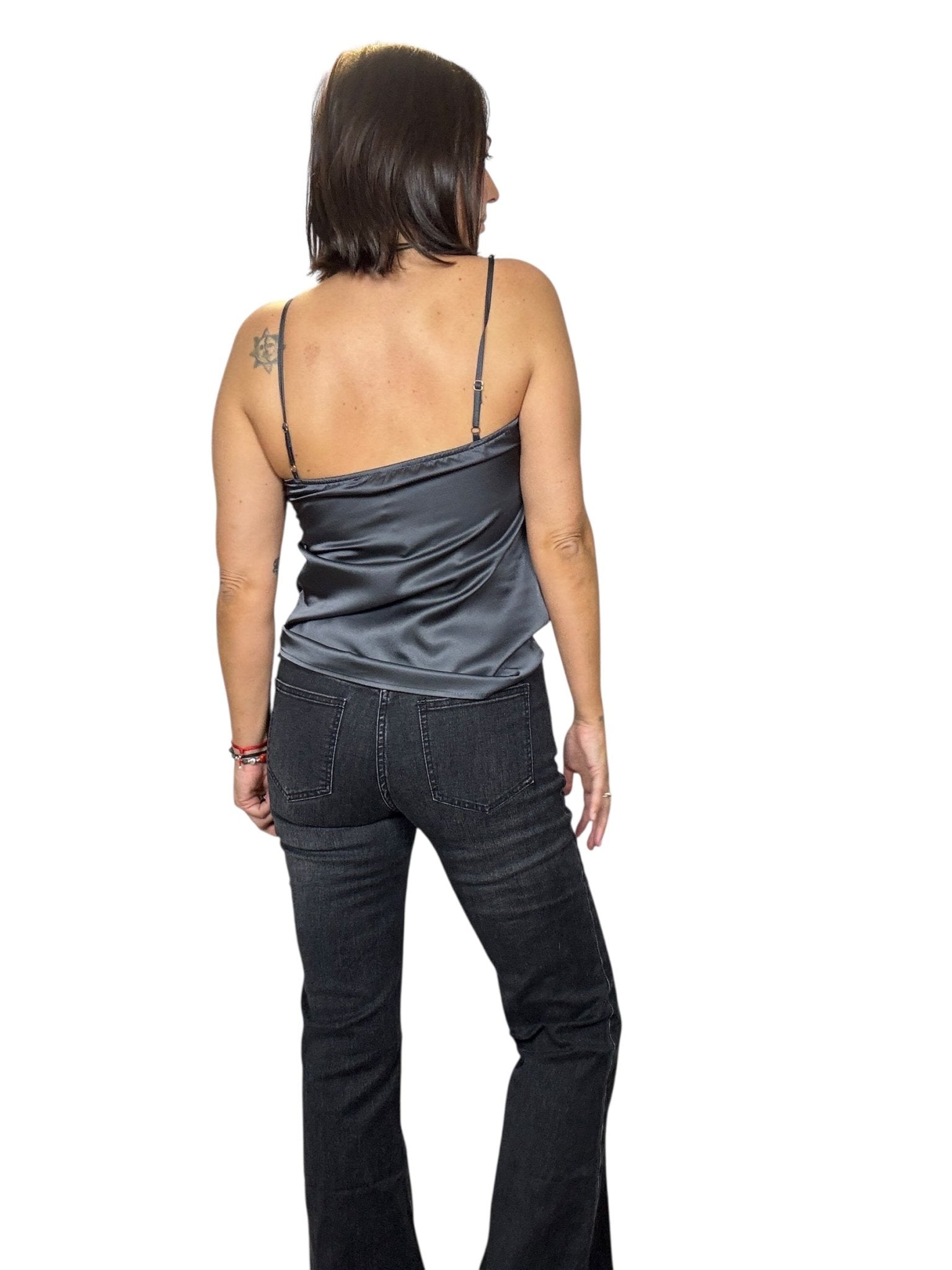 TOP IN RASO CON PIZZO VICOLO - XE BLU ABBIGLIAMENTO