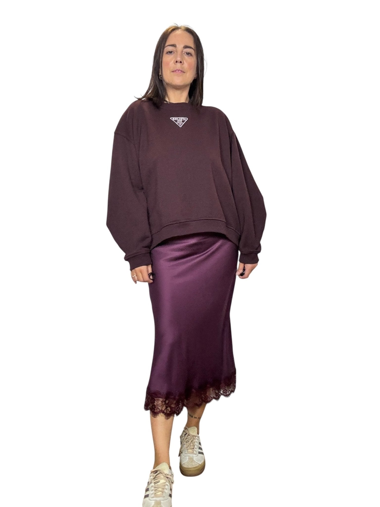 GONNA IN RASO CON PIZZO BASIC VICOLO - XE BLU ABBIGLIAMENTO