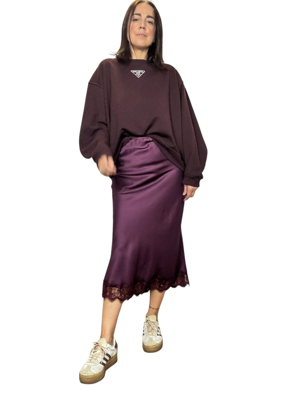 GONNA IN RASO CON PIZZO BASIC VICOLO - XE BLU ABBIGLIAMENTO