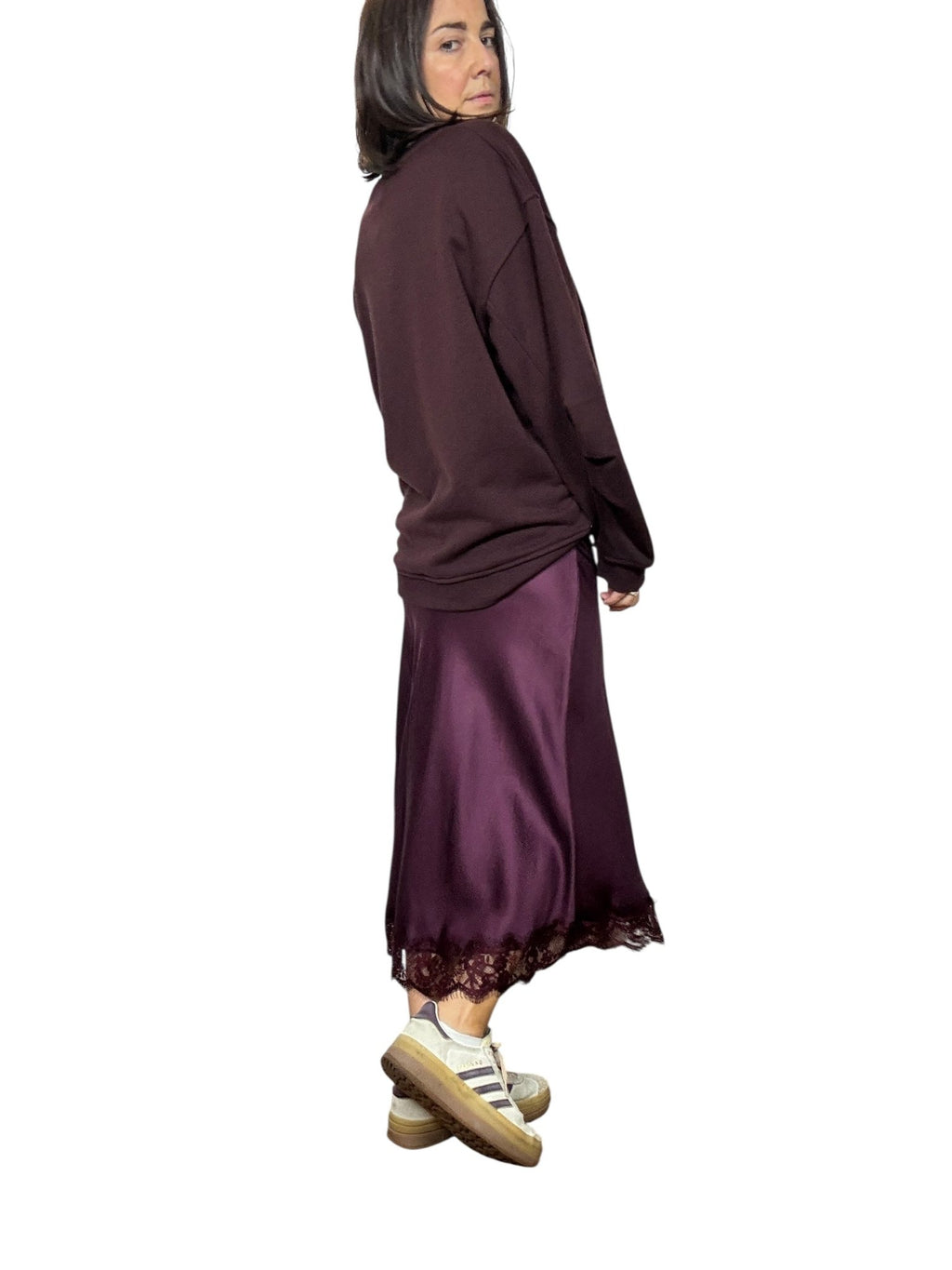 GONNA IN RASO CON PIZZO BASIC VICOLO - XE BLU ABBIGLIAMENTO