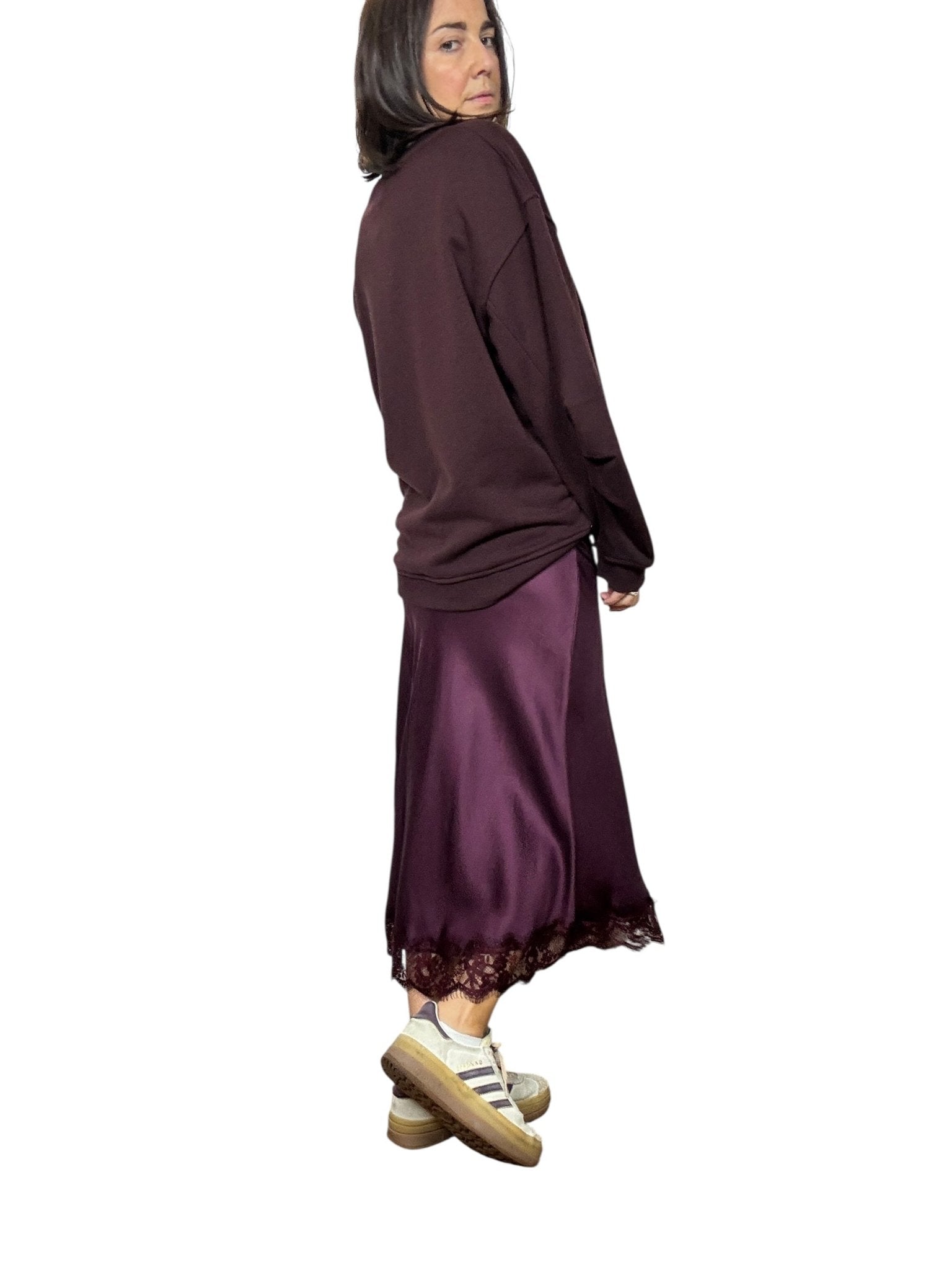 GONNA IN RASO CON PIZZO BASIC VICOLO - XE BLU ABBIGLIAMENTO