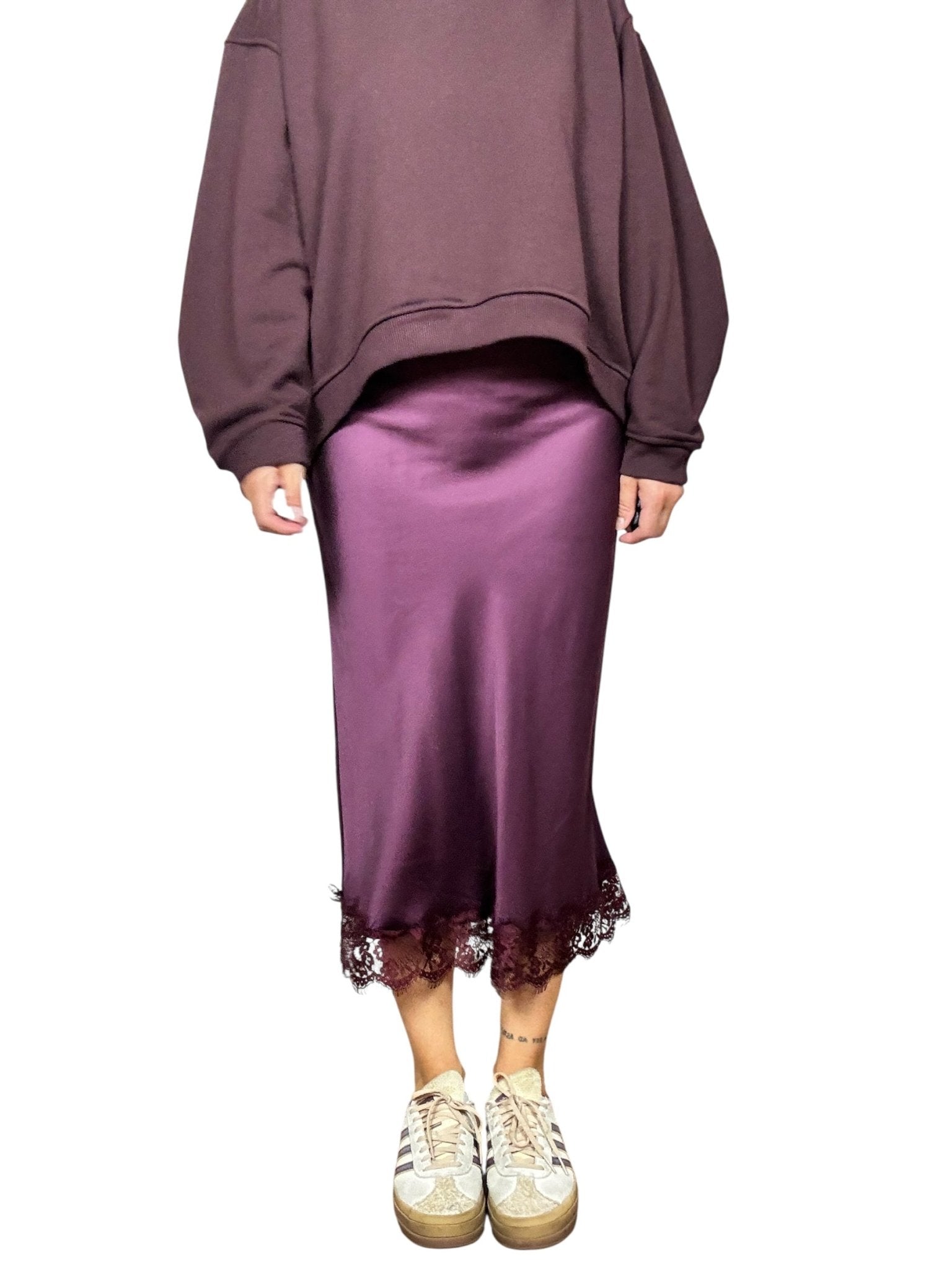 GONNA IN RASO CON PIZZO BASIC VICOLO - XE BLU ABBIGLIAMENTO