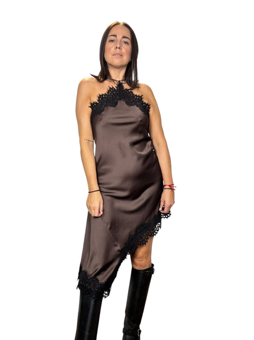 ABITO ASIMMETRICO CON INSERTO PIZZO MOTEL - XE BLU ABBIGLIAMENTO