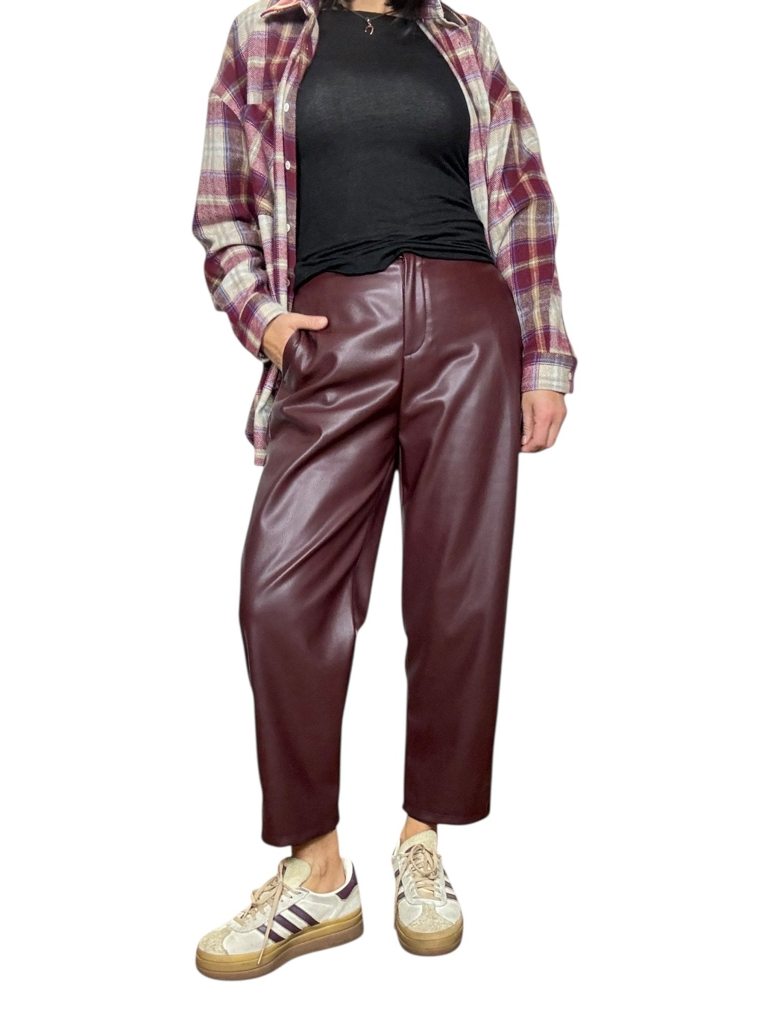 PANTALONE A UOVO IN ECOPELLE VICOLO - XE BLU ABBIGLIAMENTO