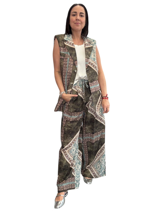 GILET STAMPA VERDE-AZZURRA VICOLO
