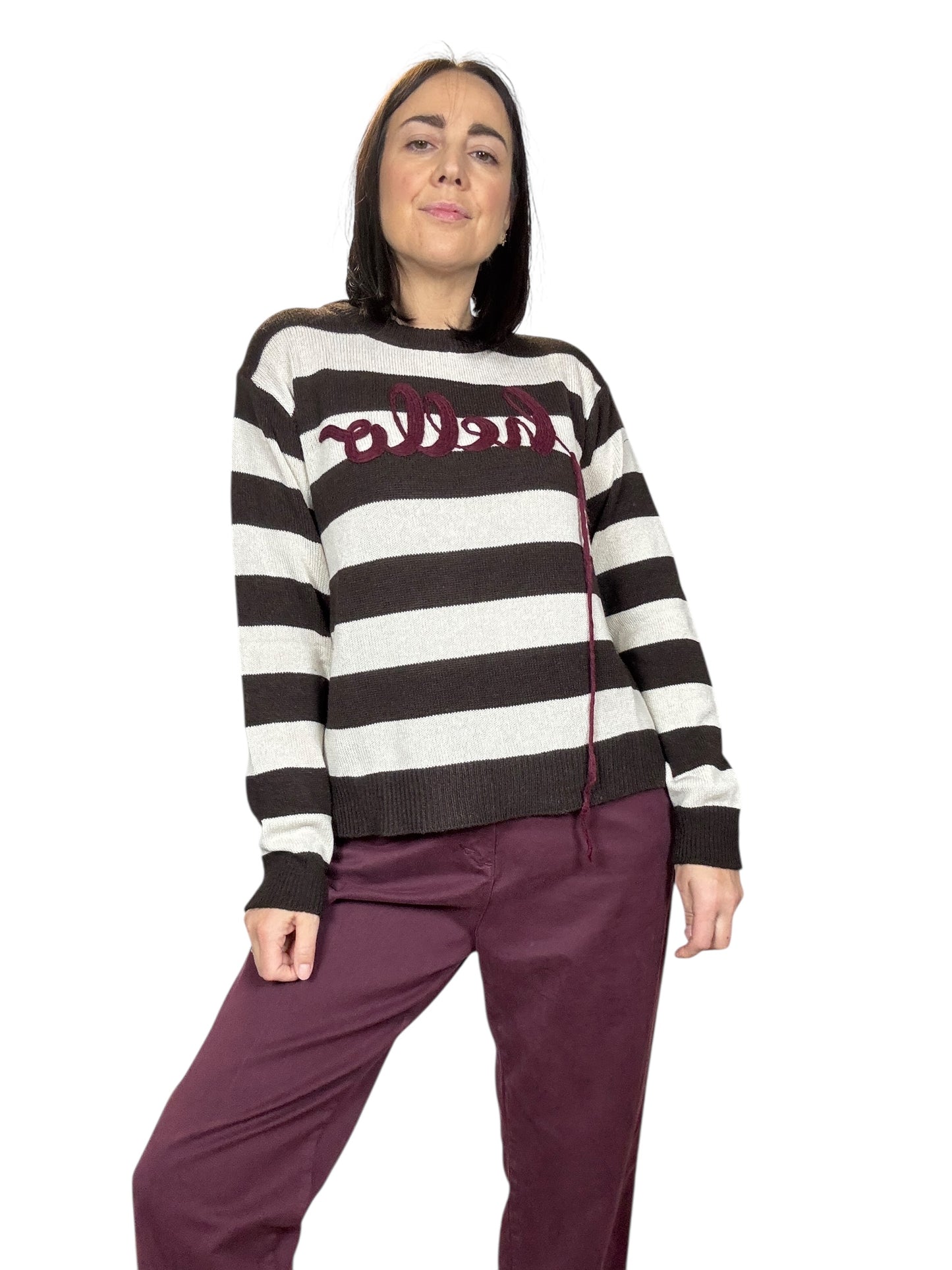MAGLIA RIGATA CON SCRITTA SUSY MIX