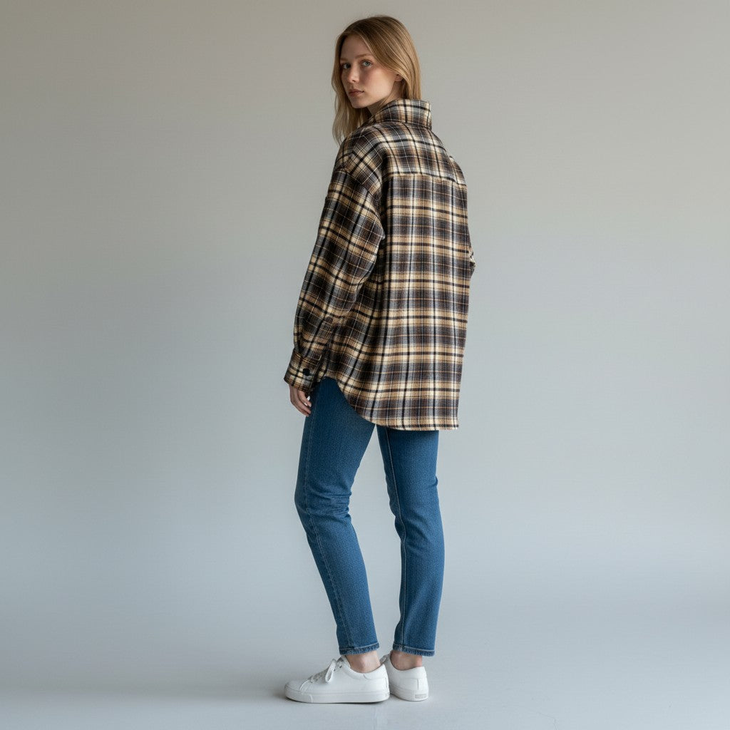 CAMICIA CHECK BLU CON PIUME MOTEL