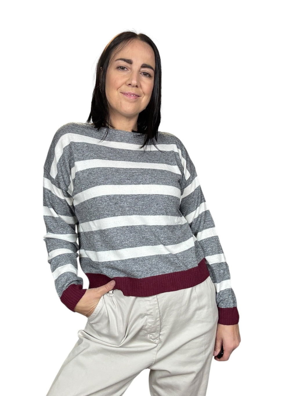 MAGLIA A RIGHE SUSY MIX - XE BLU ABBIGLIAMENTO