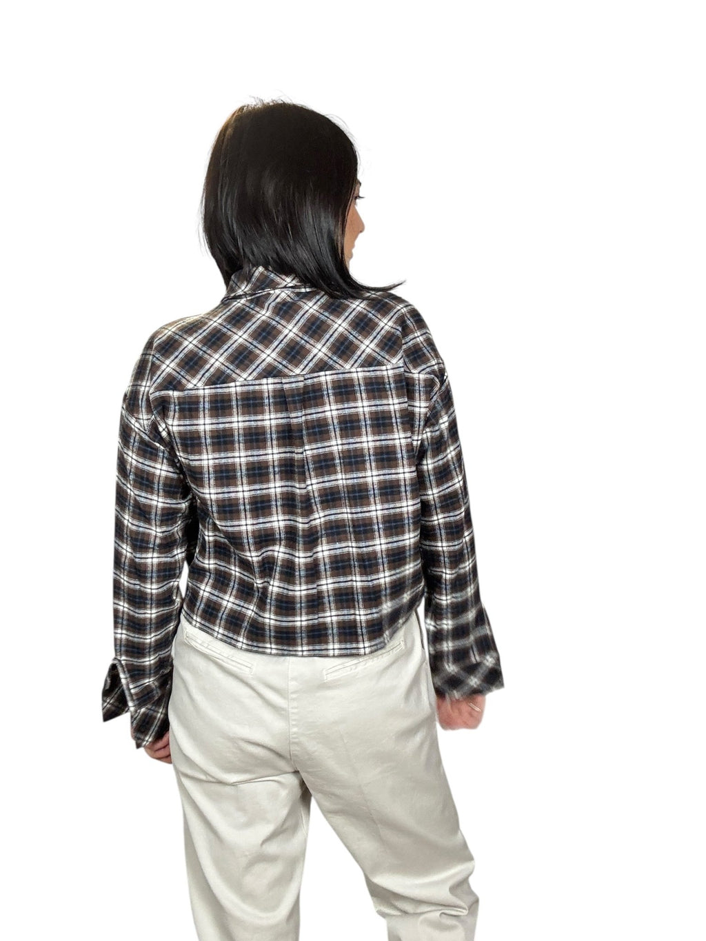 CAMICIA CHECK CROPPED SUSY MIX - XE BLU ABBIGLIAMENTO