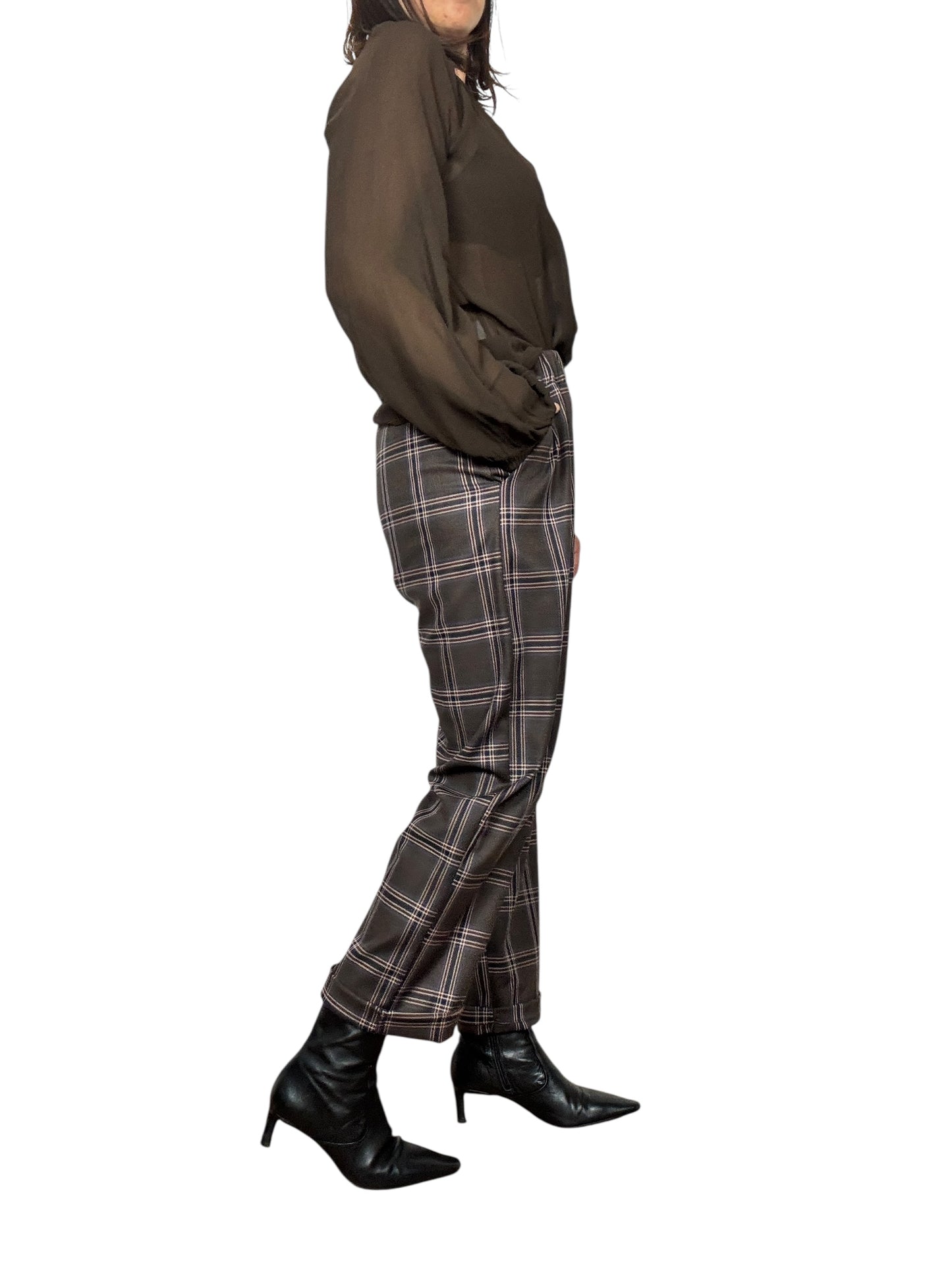 PANTALONE CHECK MARRONE-BORDEAUX SUSY MIX