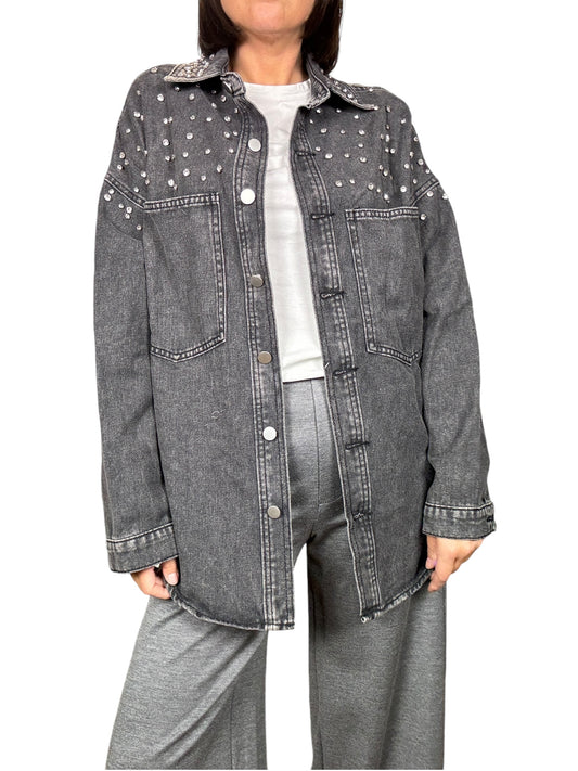 GIACCA-CAMICIA IN JEANS CON STRASS SUSY MIX