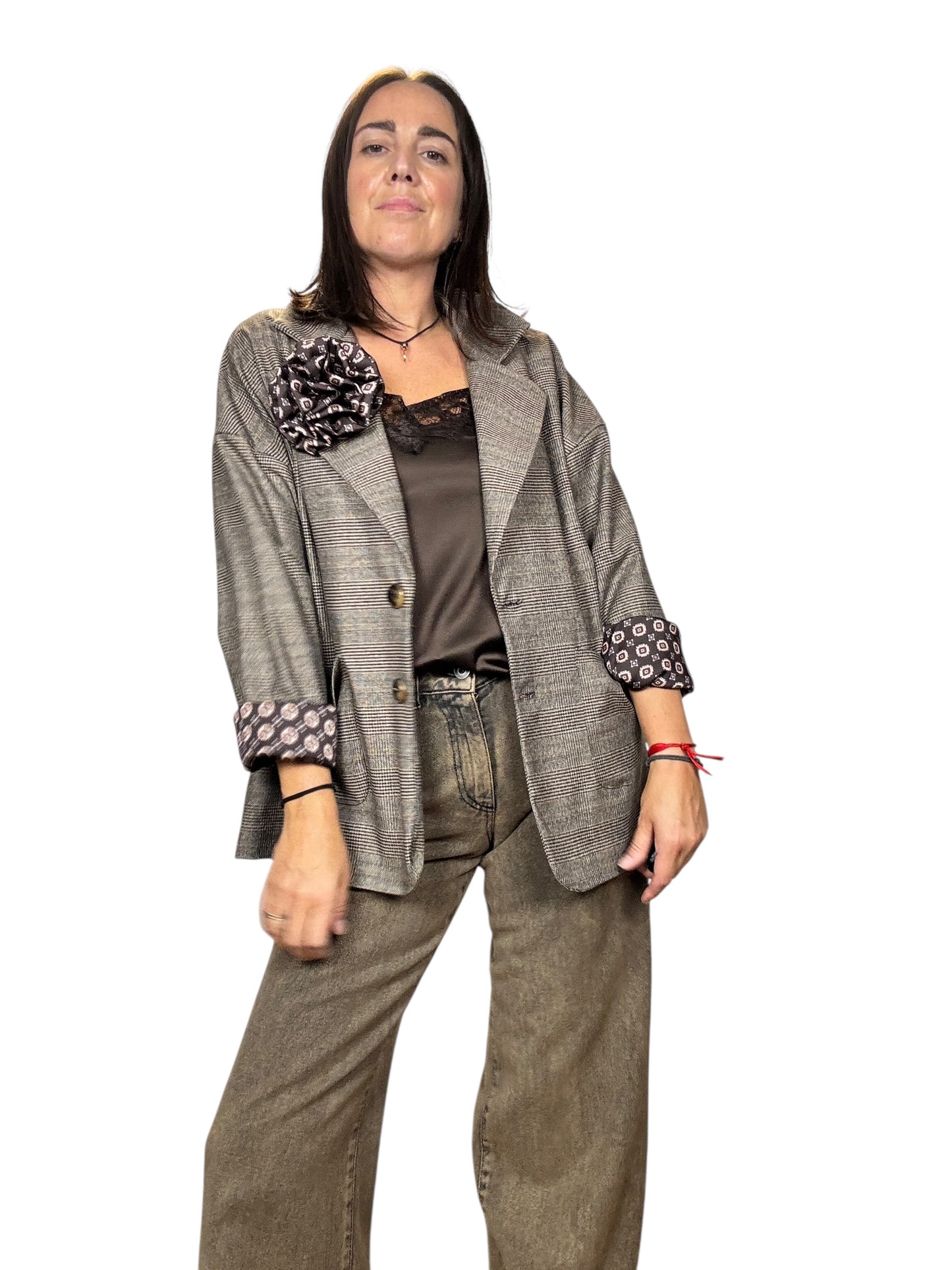 GIACCA OVER CHECK CON SPILLA SUSY MIX