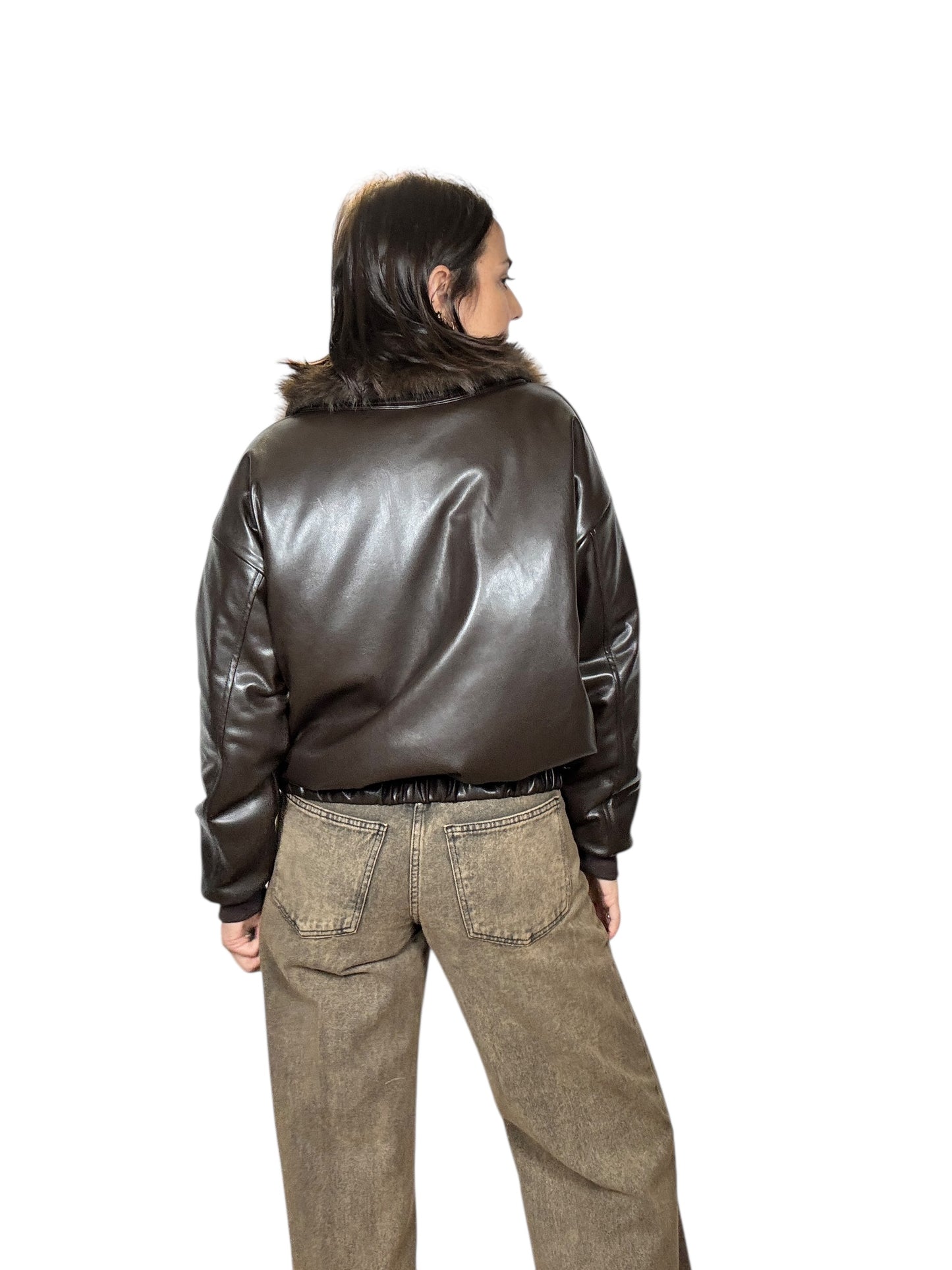BOMBER IN ECOPELLE CON COLLO DI PELO SUSY MIX