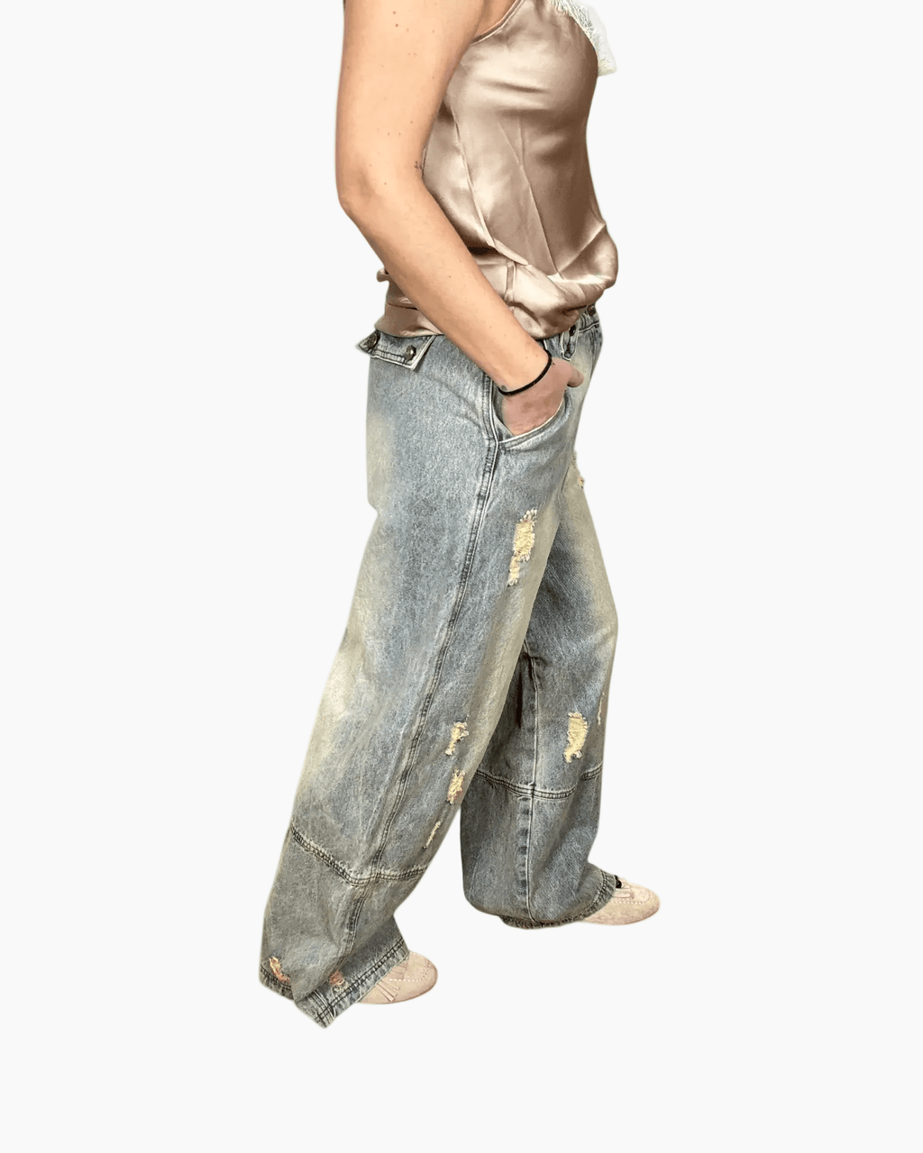 JEANS SABBIATO CON ROTTURE SUSY MIX - XE BLU ABBIGLIAMENTO