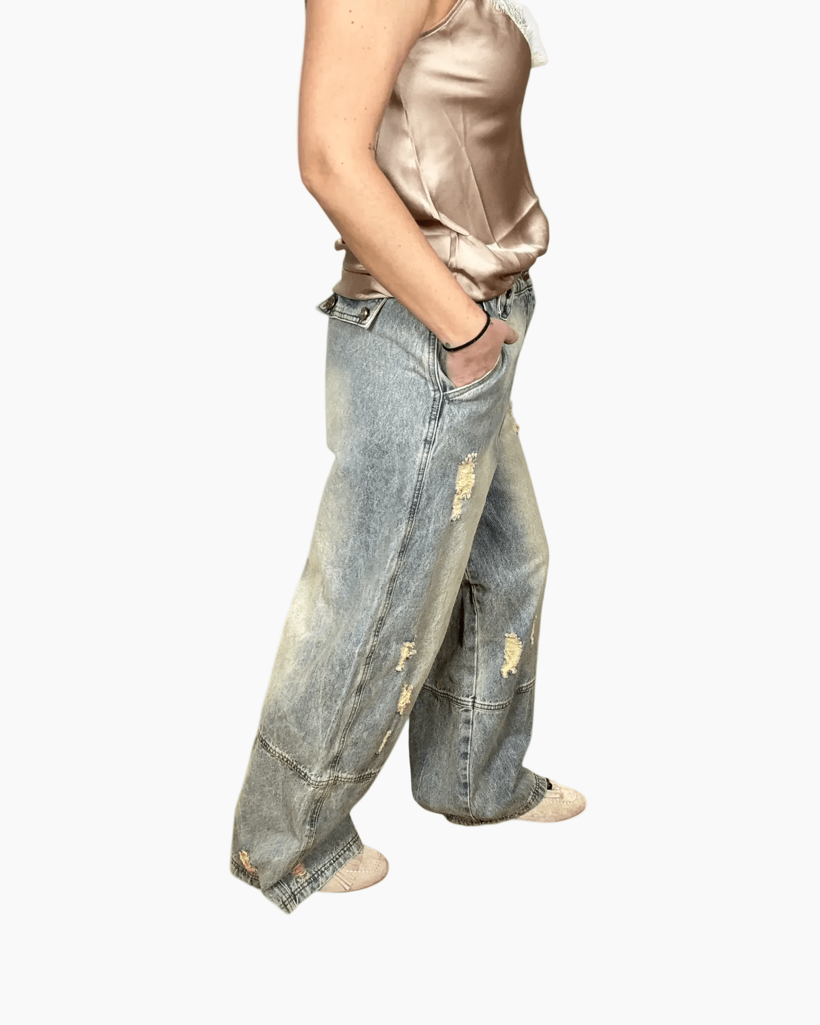 JEANS SABBIATO CON ROTTURE SUSY MIX - XE BLU ABBIGLIAMENTO