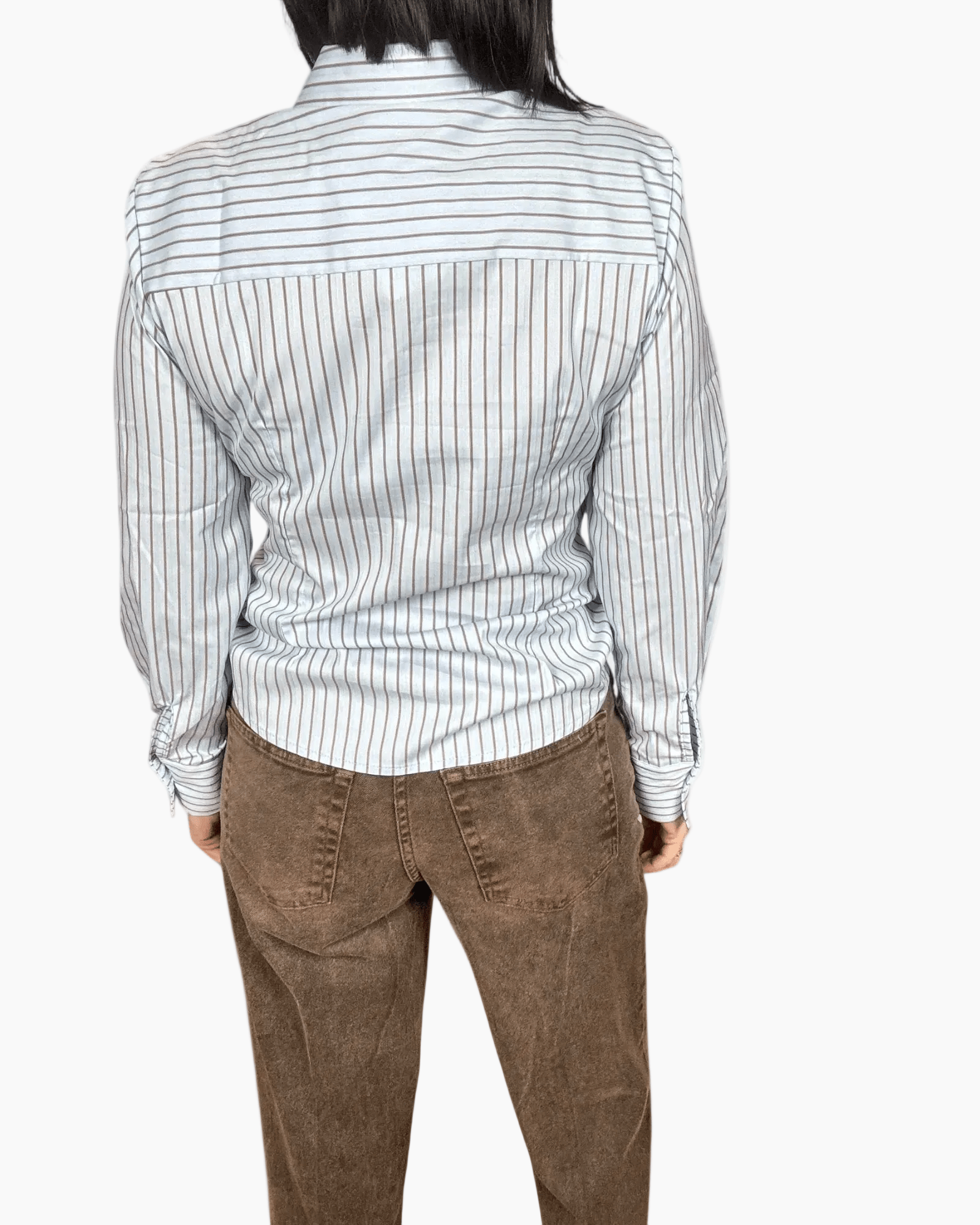 CAMICIA RIGATA CON BOTTONE GIOIELLO SUSY MIX - XE BLU ABBIGLIAMENTO