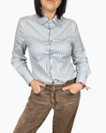 CAMICIA RIGATA CON BOTTONE GIOIELLO SUSY MIX - XE BLU ABBIGLIAMENTO