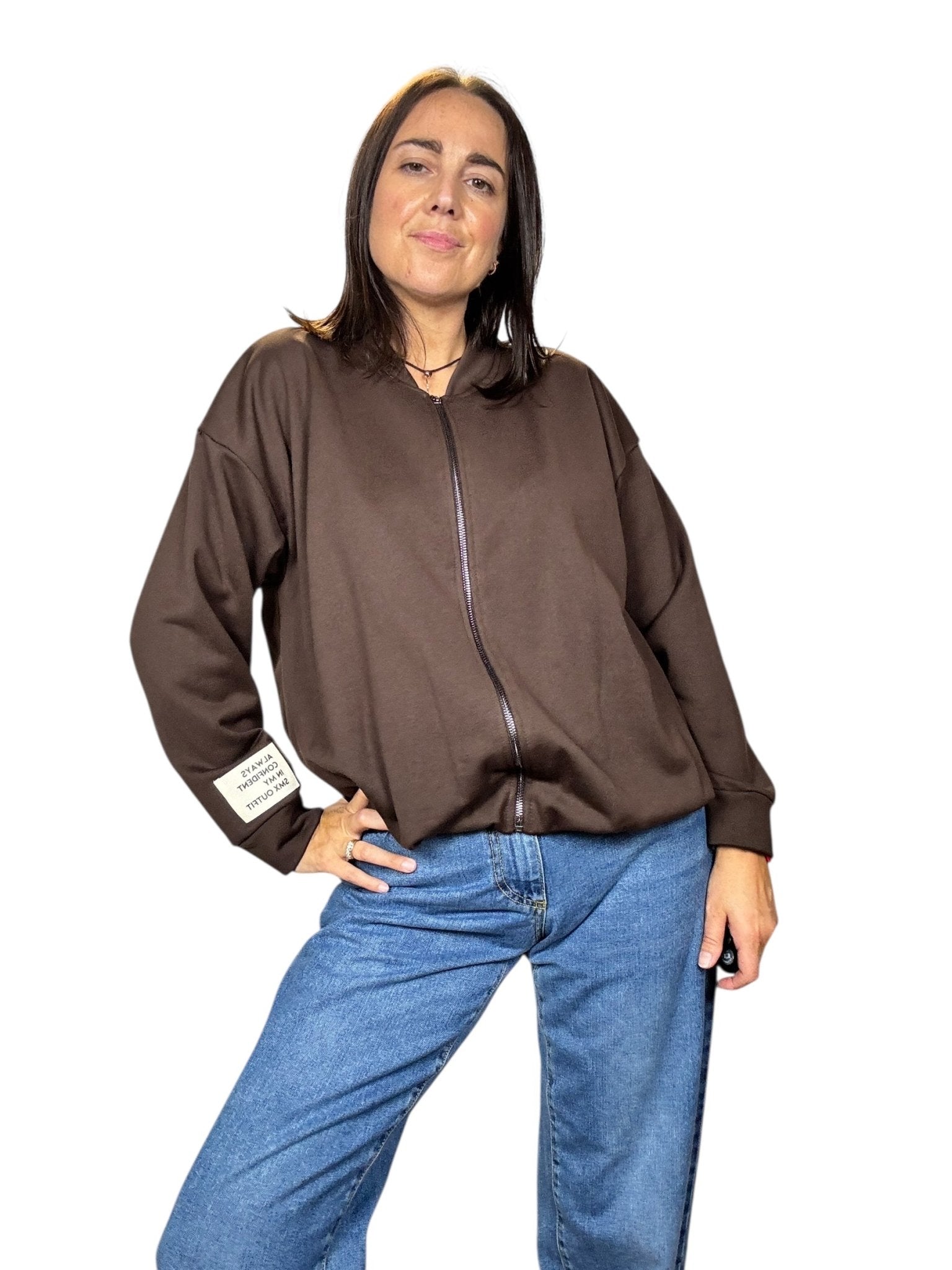 FELPA RIMBORSATA CON ZIP SUSY MIX - XE BLU ABBIGLIAMENTO