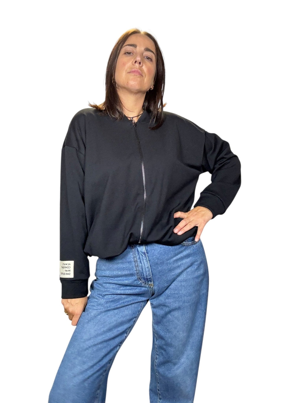 FELPA RIMBORSATA CON ZIP SUSY MIX - XE BLU ABBIGLIAMENTO