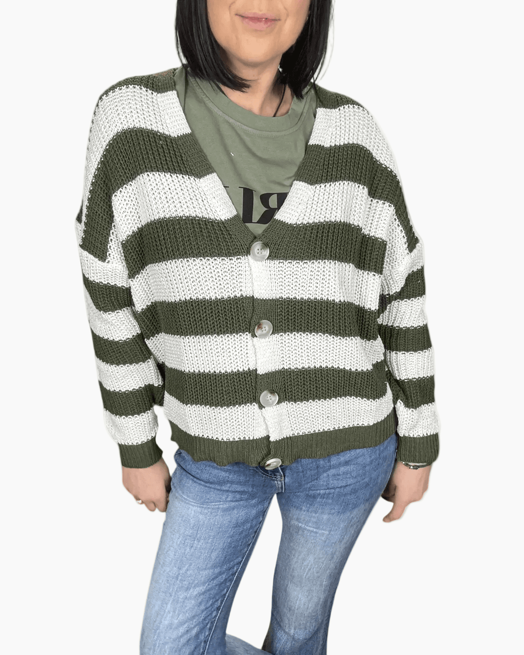 CARDIGAN A RIGHE SUSY MIX - XE BLU ABBIGLIAMENTO