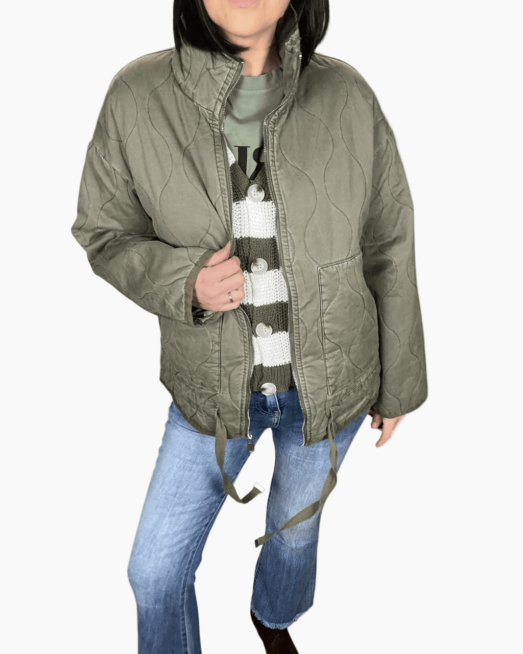 BOMBER TRAPUNTATO SUSY MIX - XE BLU ABBIGLIAMENTO