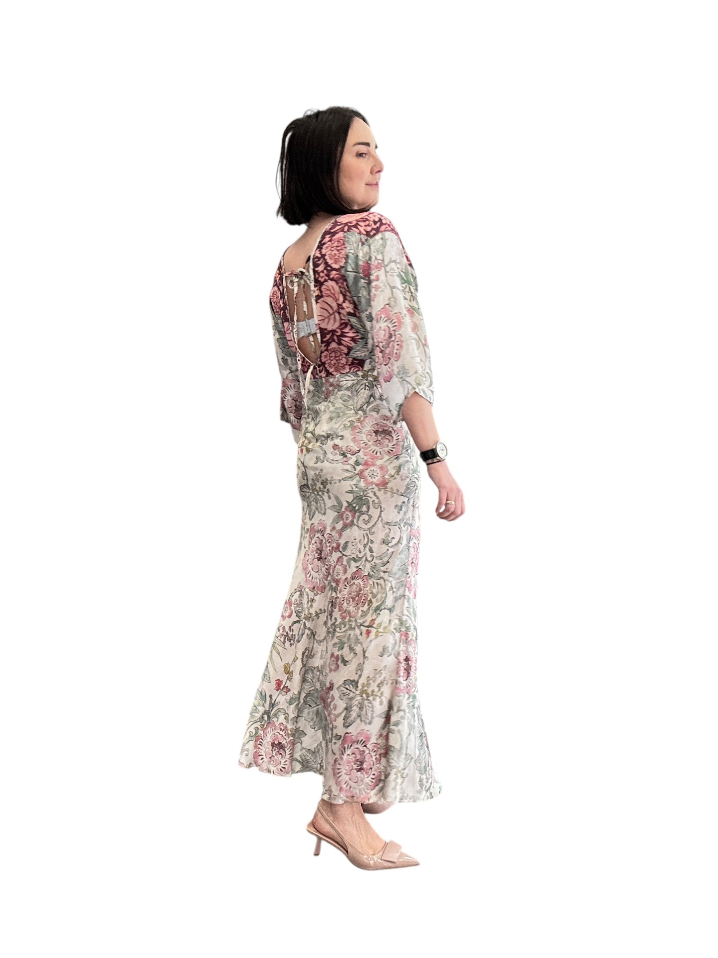 ABITO A KIMONO STAMPA FLOREALE TENSIONE IN