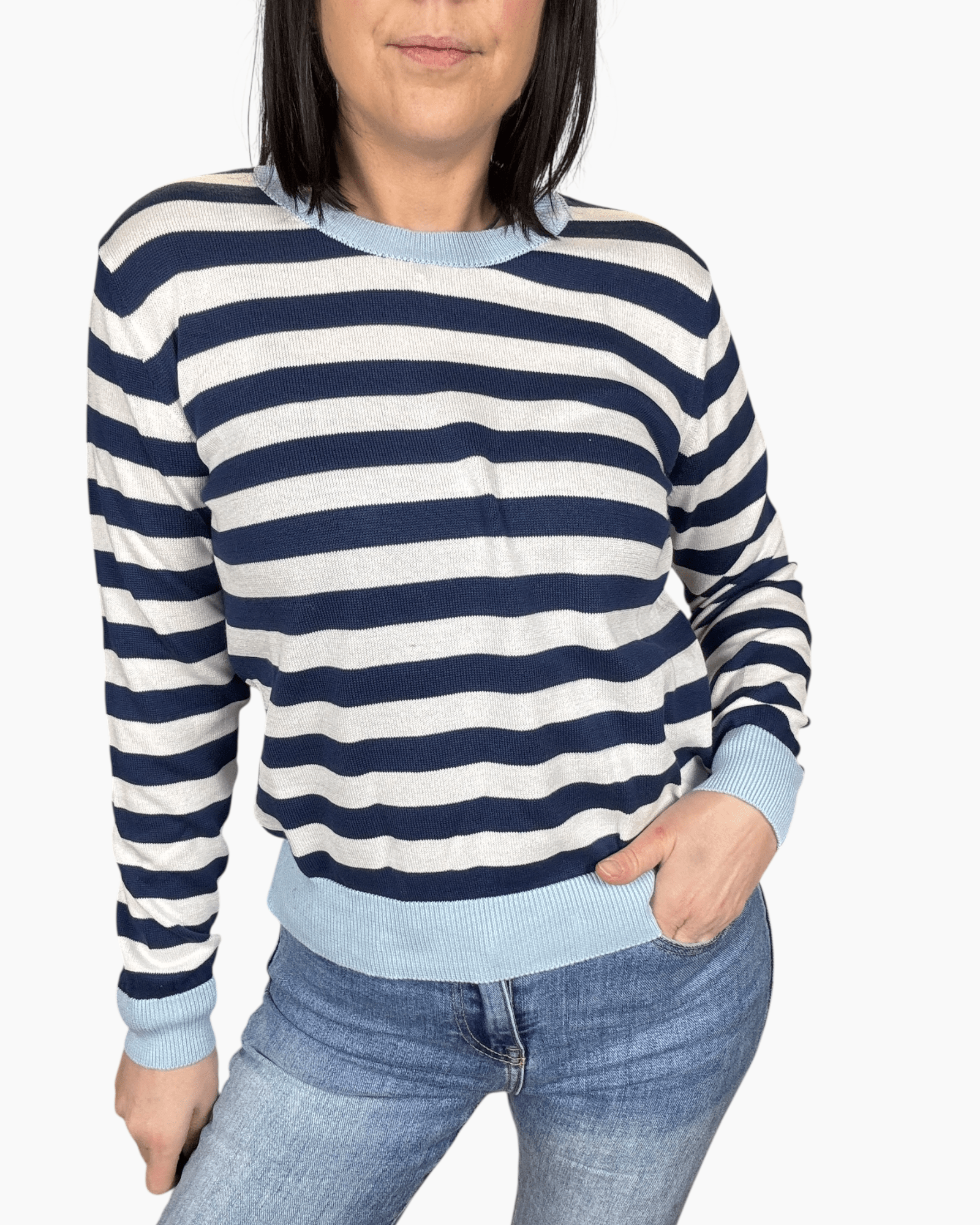 MAGLIA A RIGHE CON PROFILO SUSY MIX - XE BLU ABBIGLIAMENTO