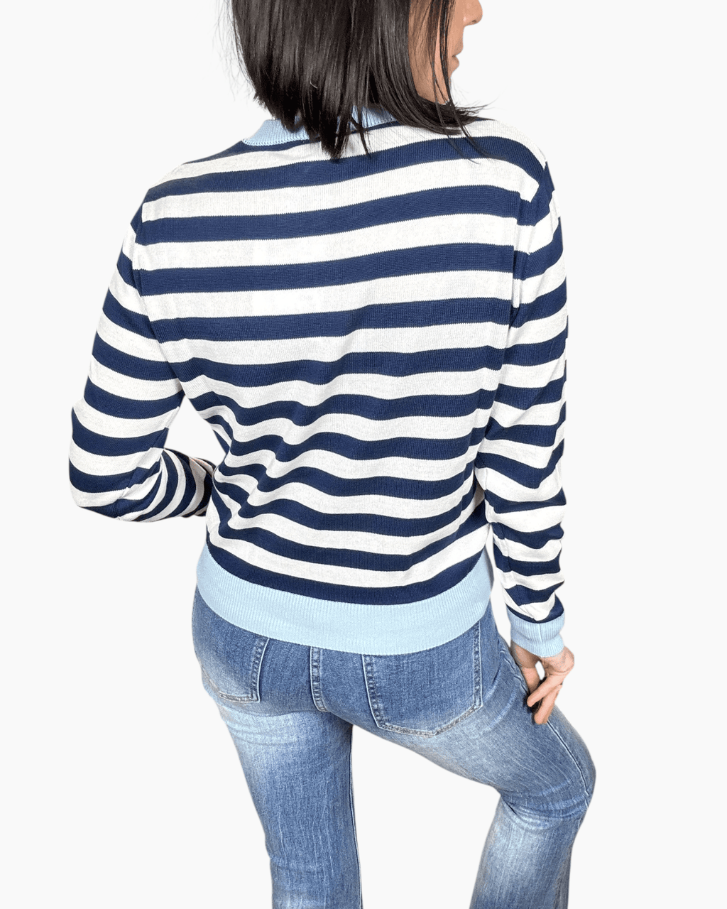 MAGLIA A RIGHE CON PROFILO SUSY MIX - XE BLU ABBIGLIAMENTO