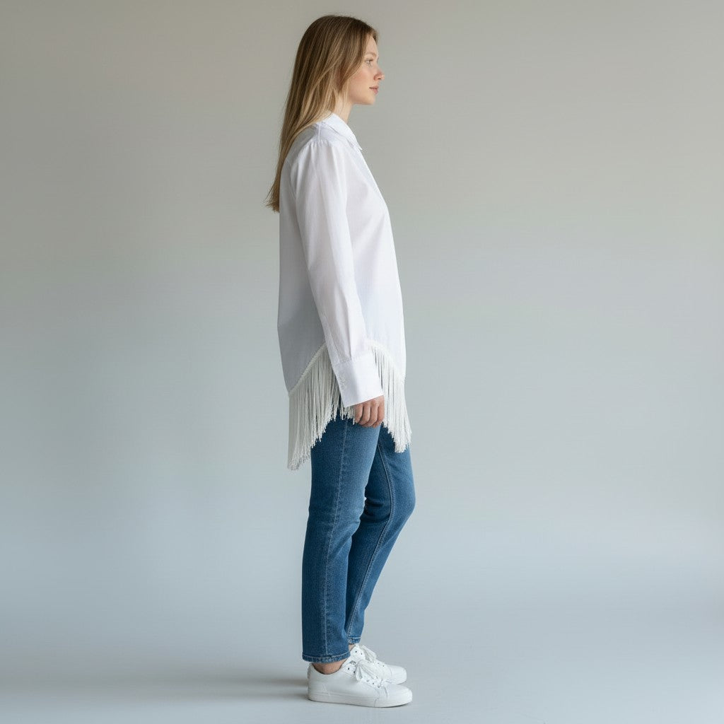 CAMICIA CON PUNTA E  FRANGE VICOLO