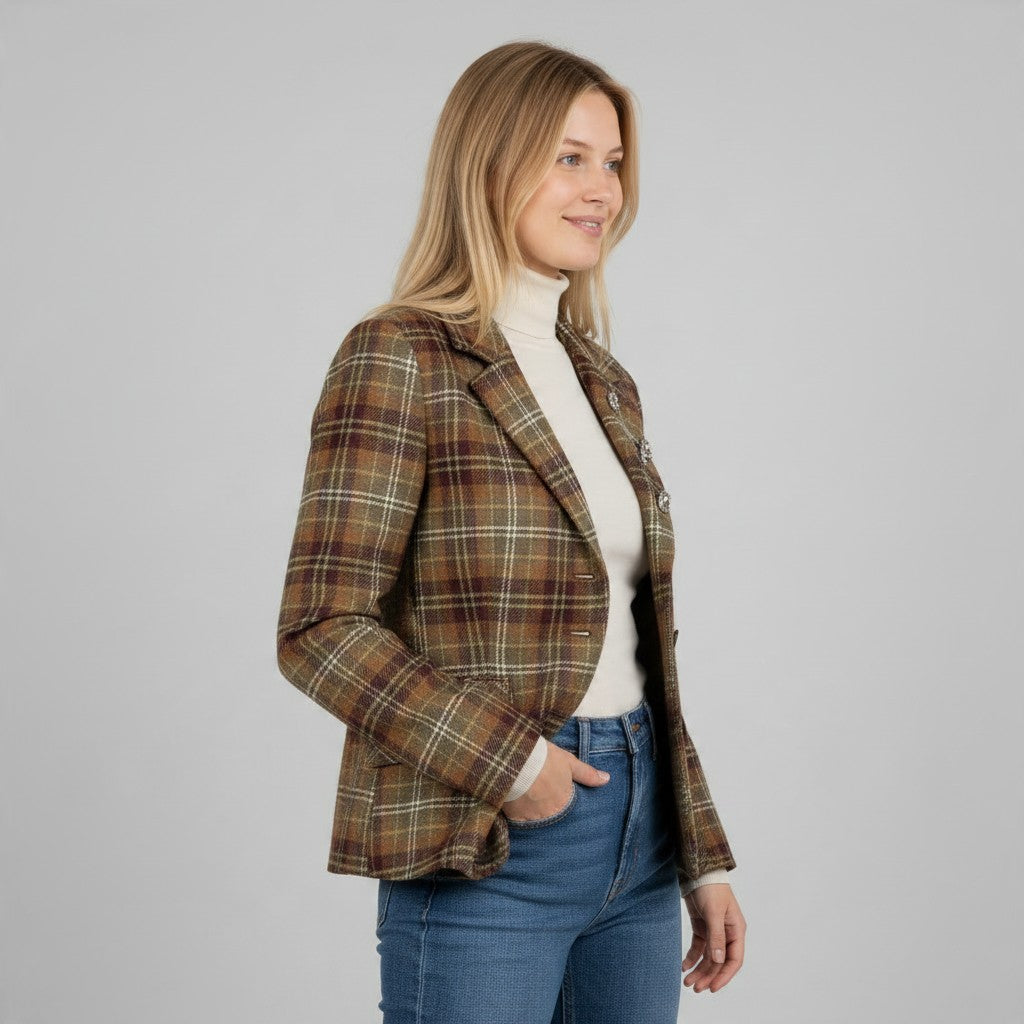 GIACCA CHECK CON SPILLE TENSIONE IN