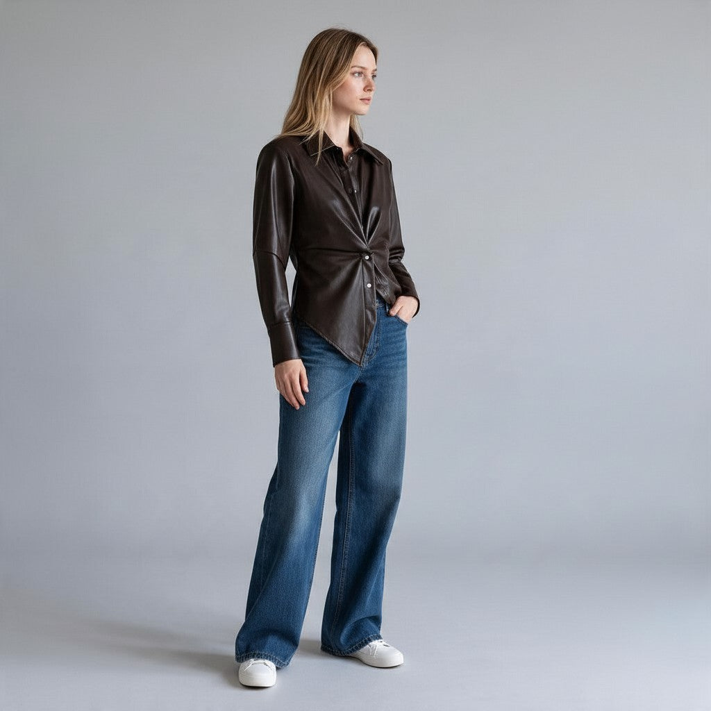 CAMICIA IN ECOPELLE TENSIONE IN