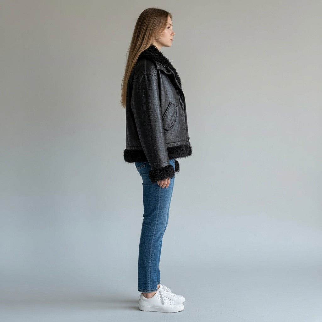 GIUBBINO IN ECOPELLE + GILET IN MONGOLIA SUSY MIX
