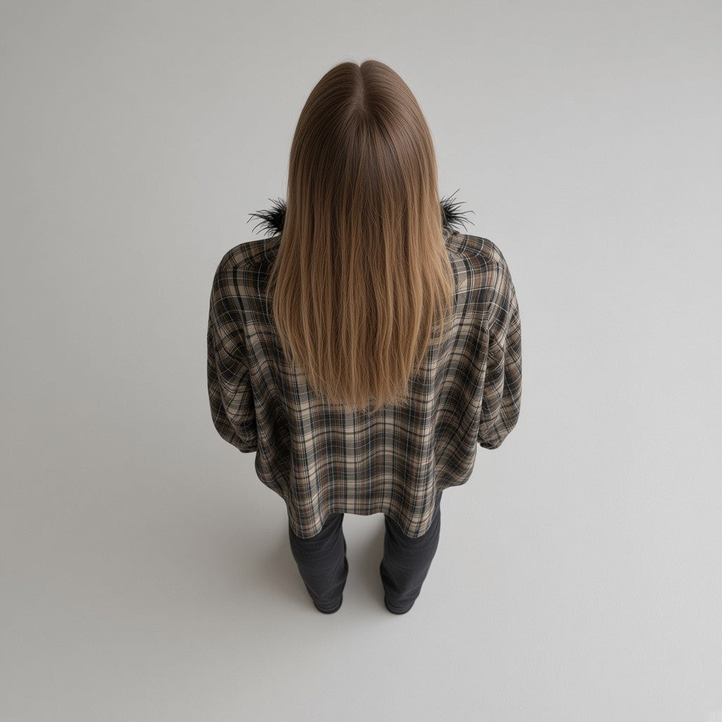 CAMICIA CHECK BLU CON PIUME MOTEL