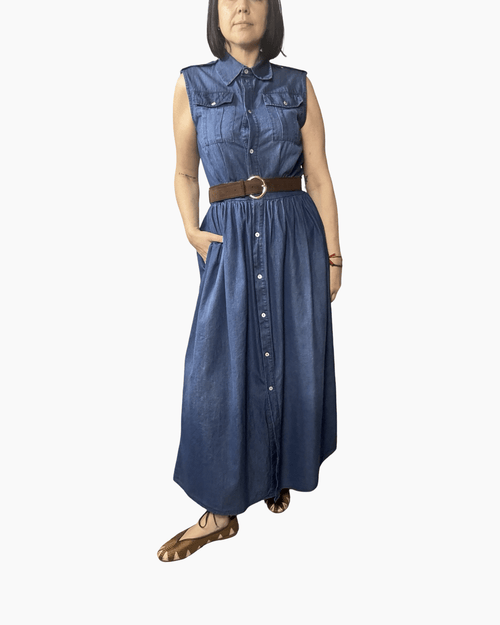 ABITO A CHEMISIER IN CHAMBRAY SUSY MIX - XE BLU ABBIGLIAMENTO