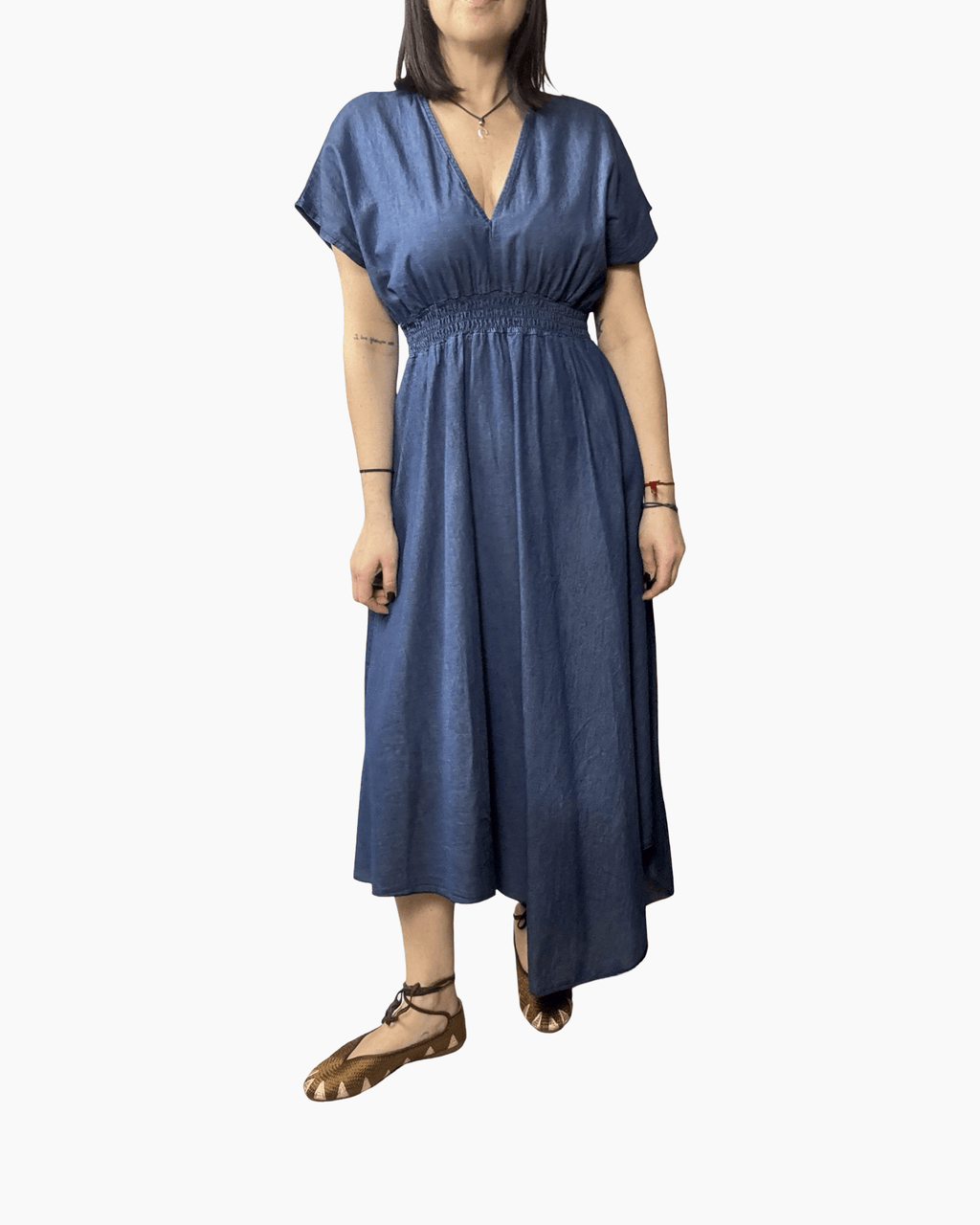 ABITO ASIMMETRICO IN CHAMBRAY SUSY MIX - XE BLU ABBIGLIAMENTO
