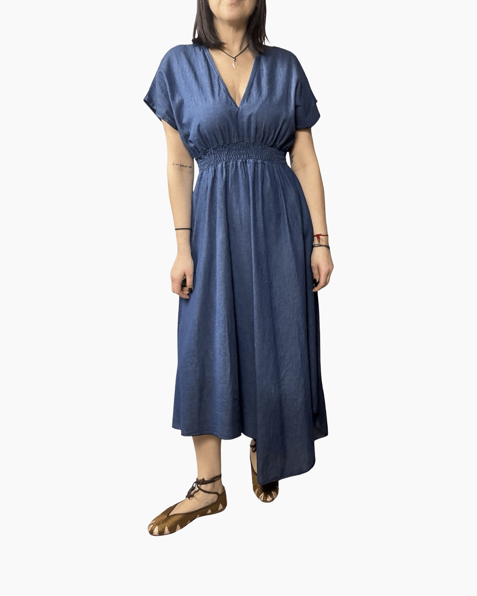 ABITO ASIMMETRICO IN CHAMBRAY SUSY MIX - XE BLU ABBIGLIAMENTO
