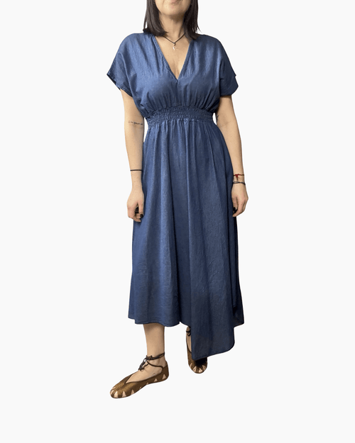 ABITO ASIMMETRICO IN CHAMBRAY SUSY MIX - XE BLU ABBIGLIAMENTO
