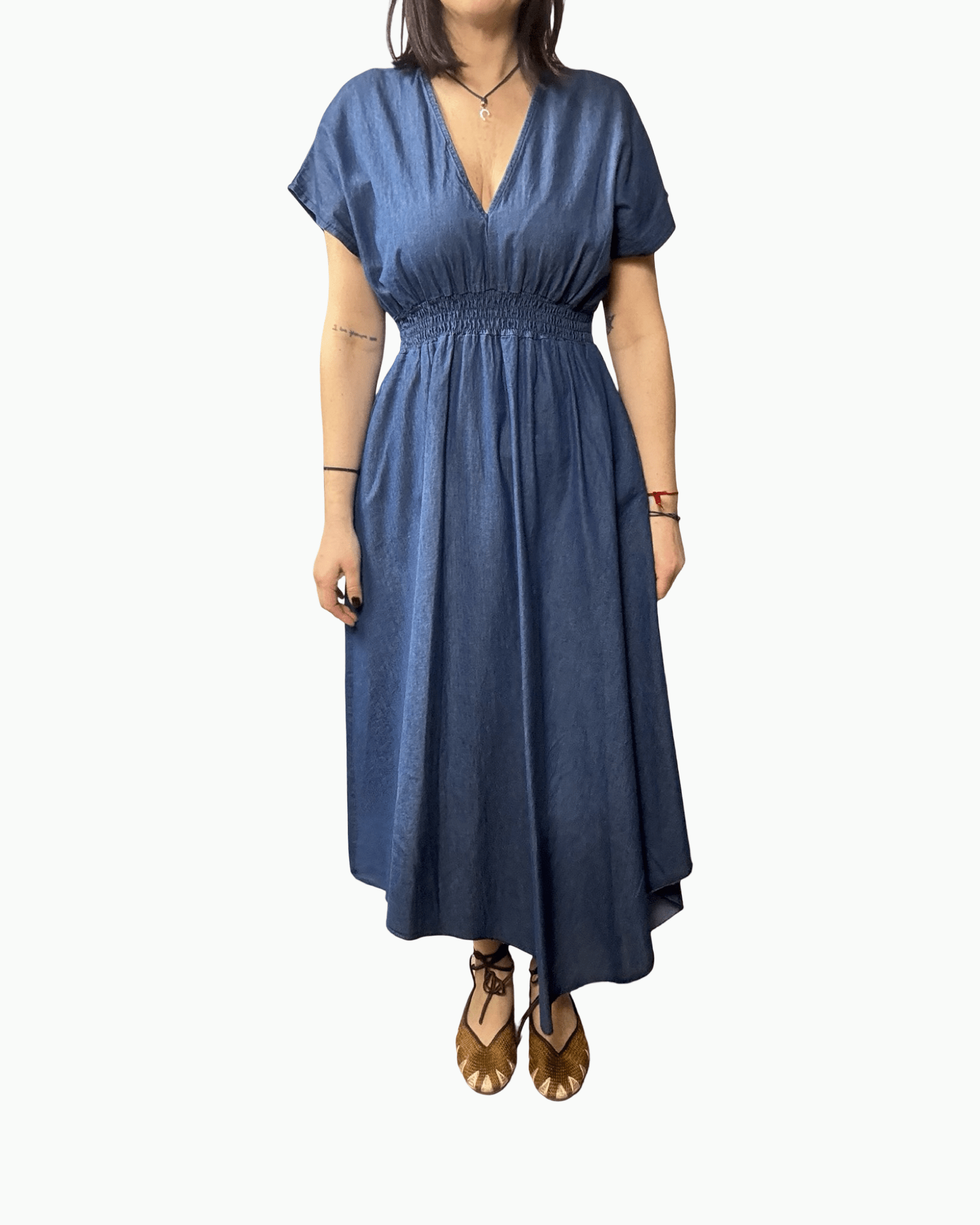 ABITO ASIMMETRICO IN CHAMBRAY SUSY MIX - XE BLU ABBIGLIAMENTO