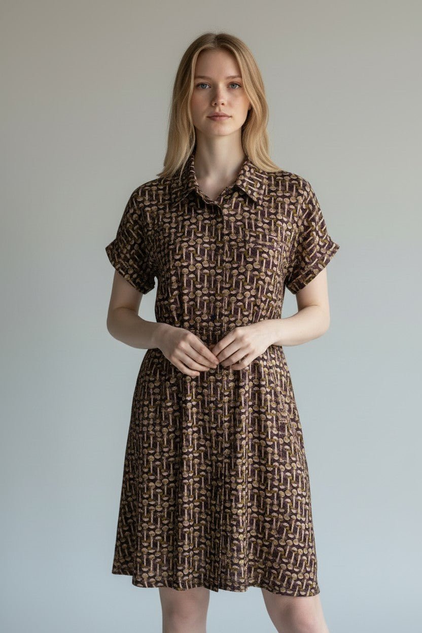 ABITO CORTO A FANTASIA GEOMETRICA SUSY MIX - XE BLU Abbigliamento Donna