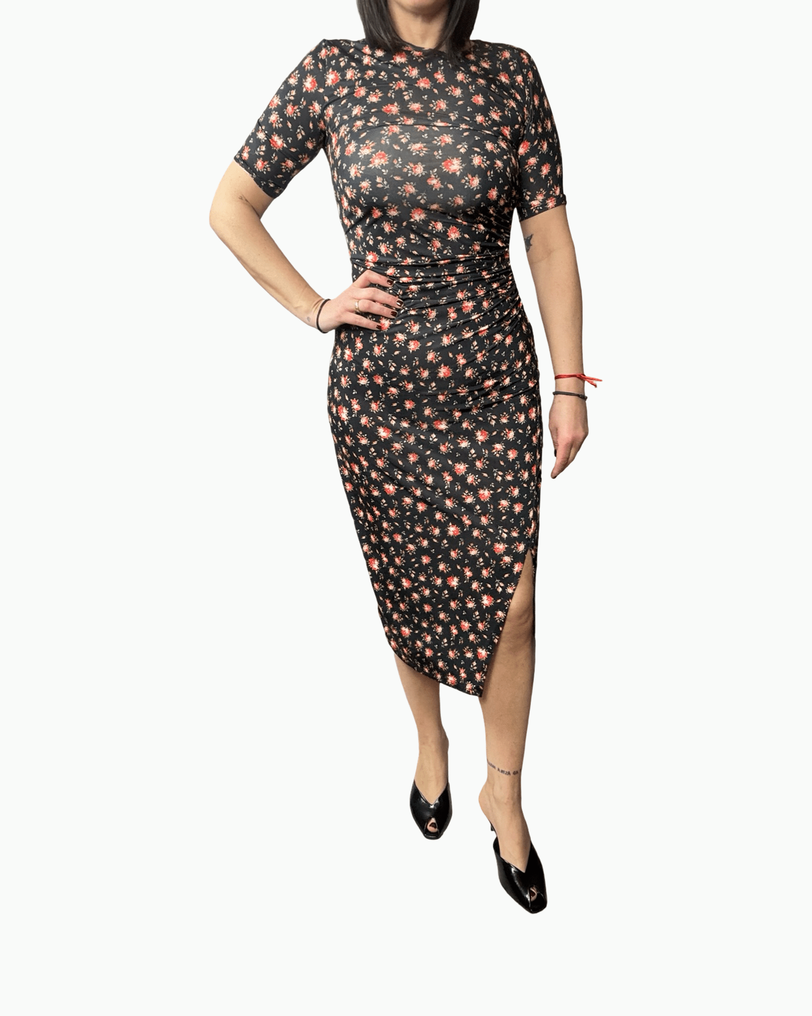 ABITO DRAPPEGGIATO A FIORELLINI SUSY MIX - XE BLU ABBIGLIAMENTO