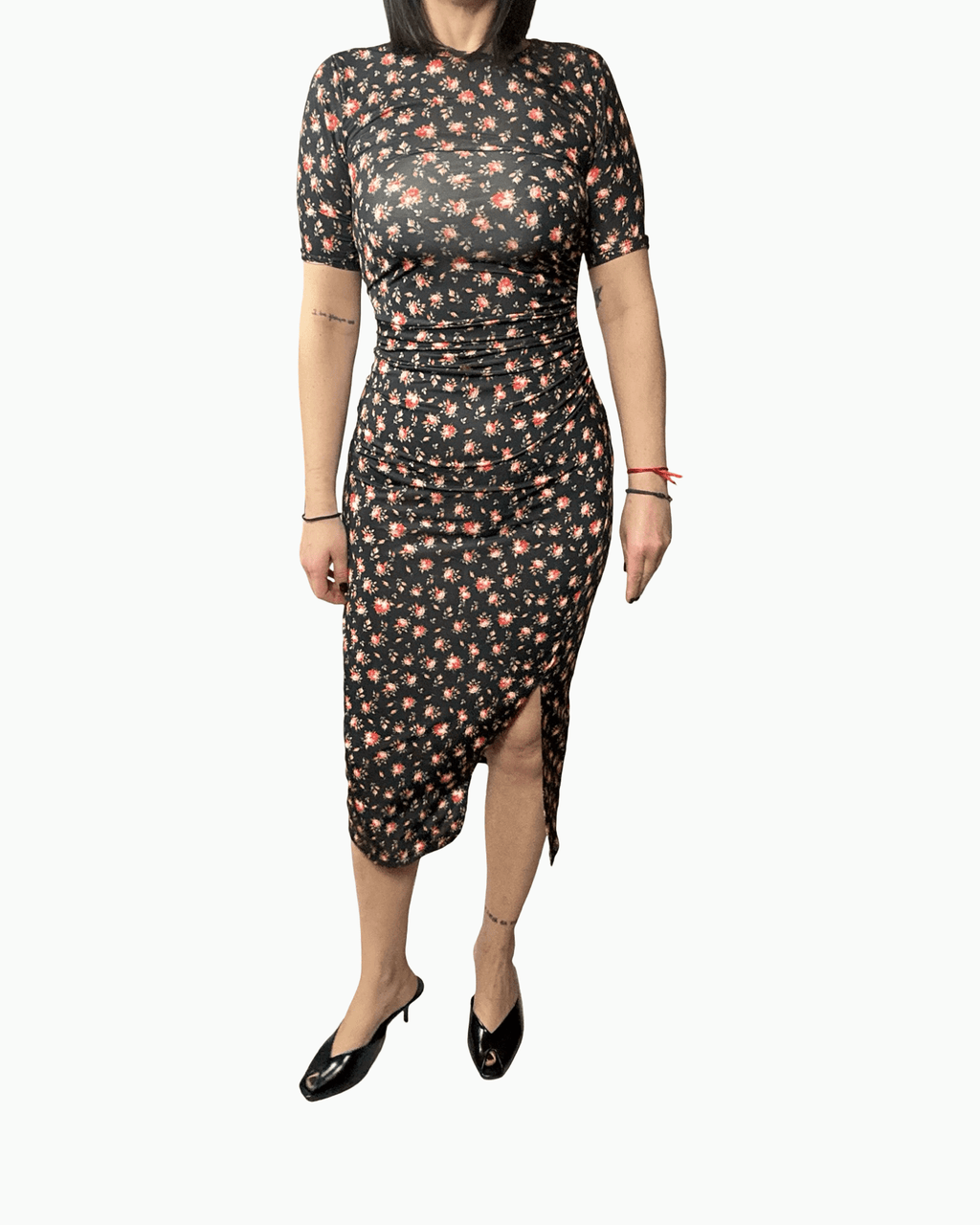 ABITO DRAPPEGGIATO A FIORELLINI SUSY MIX - XE BLU ABBIGLIAMENTO