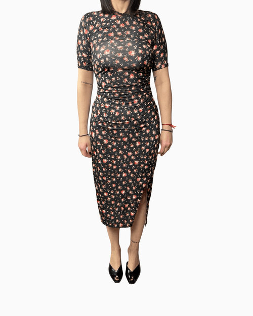 ABITO DRAPPEGGIATO A FIORELLINI SUSY MIX - XE BLU ABBIGLIAMENTO