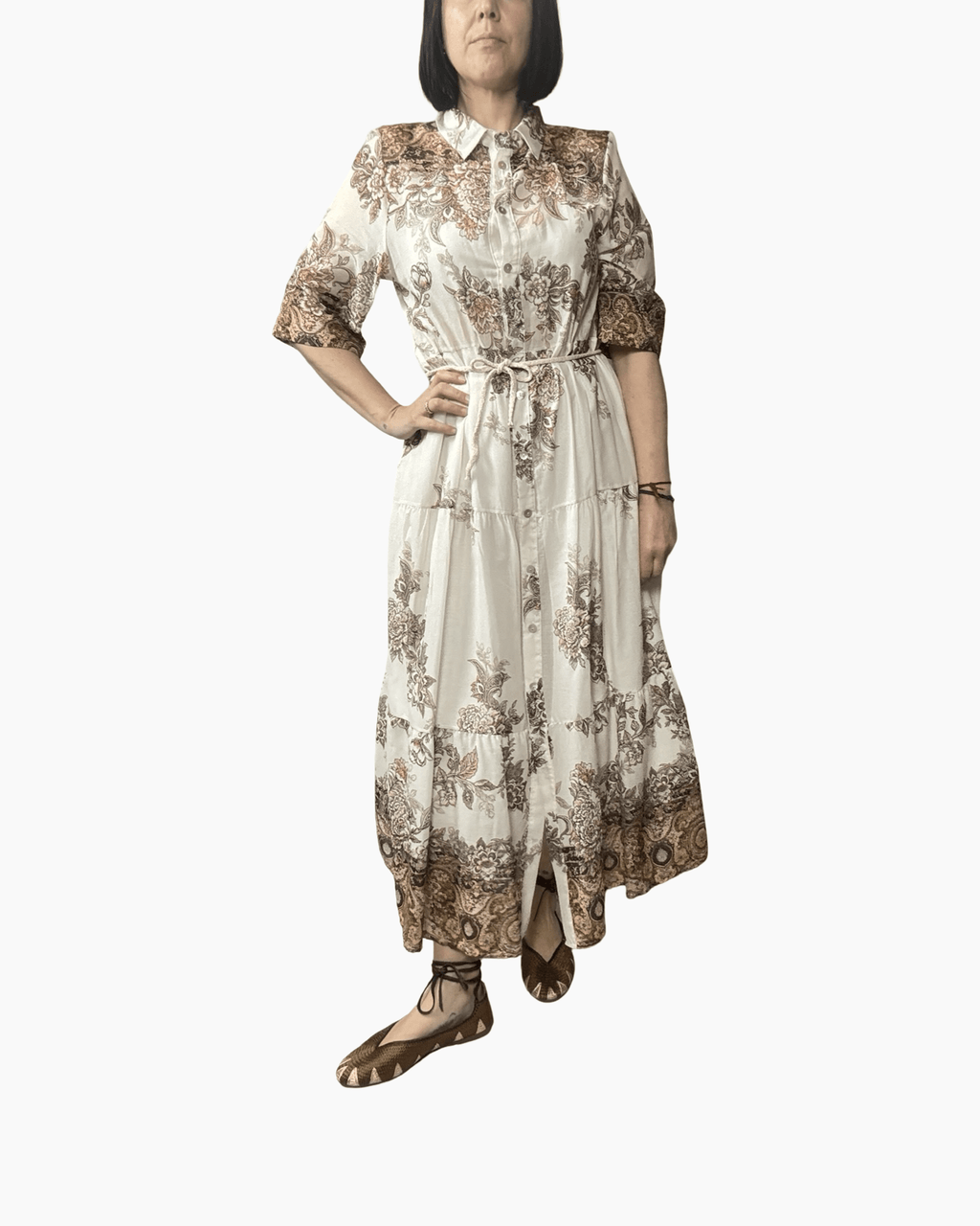 ABITO FLOREALE BEIGE SUSY MIX - XE BLU ABBIGLIAMENTO