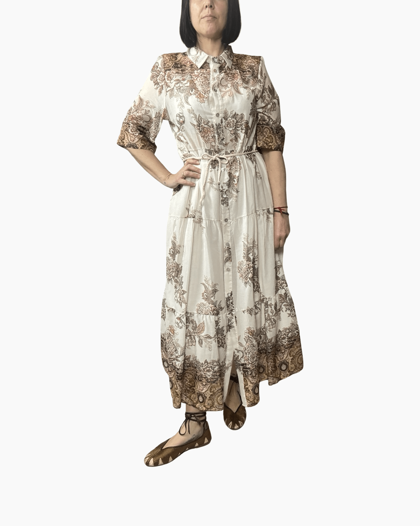 ABITO FLOREALE BEIGE SUSY MIX - XE BLU ABBIGLIAMENTO