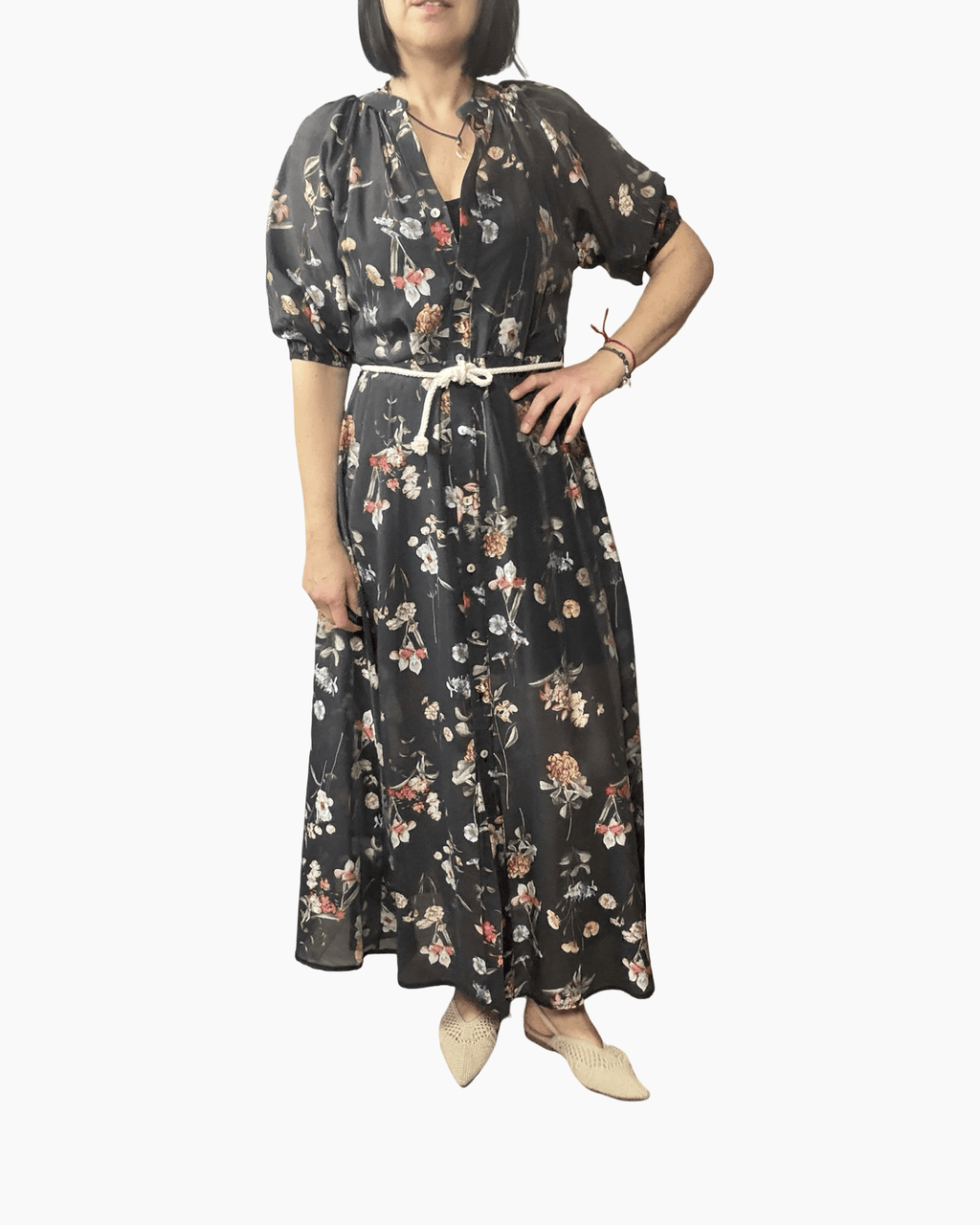 ABITO FLOREALE NERO SUSY MIX - XE BLU ABBIGLIAMENTO