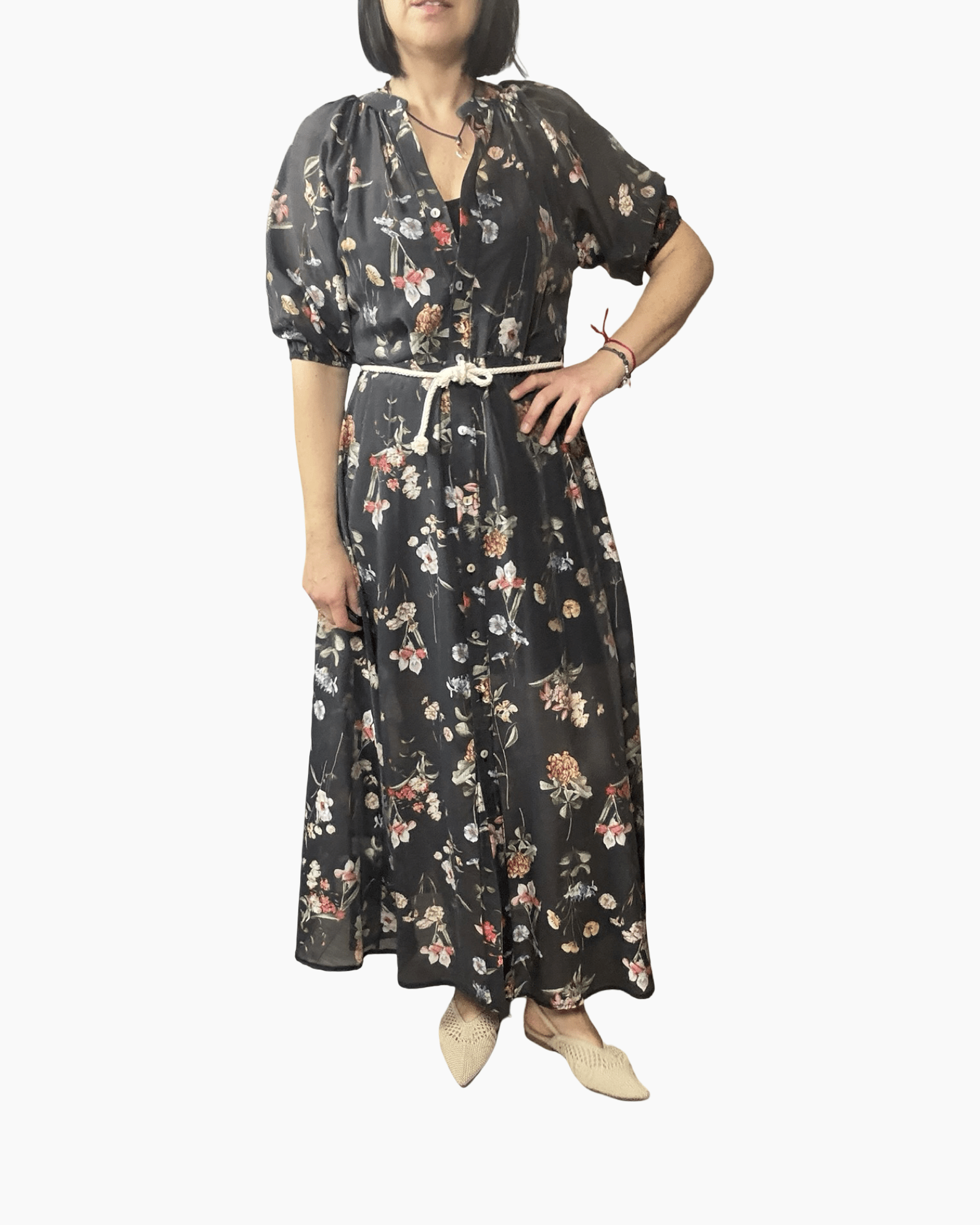 ABITO FLOREALE NERO SUSY MIX - XE BLU ABBIGLIAMENTO